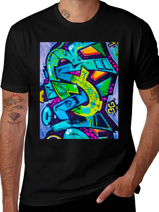 Abstract Graffiti Print Crew Neck Tee