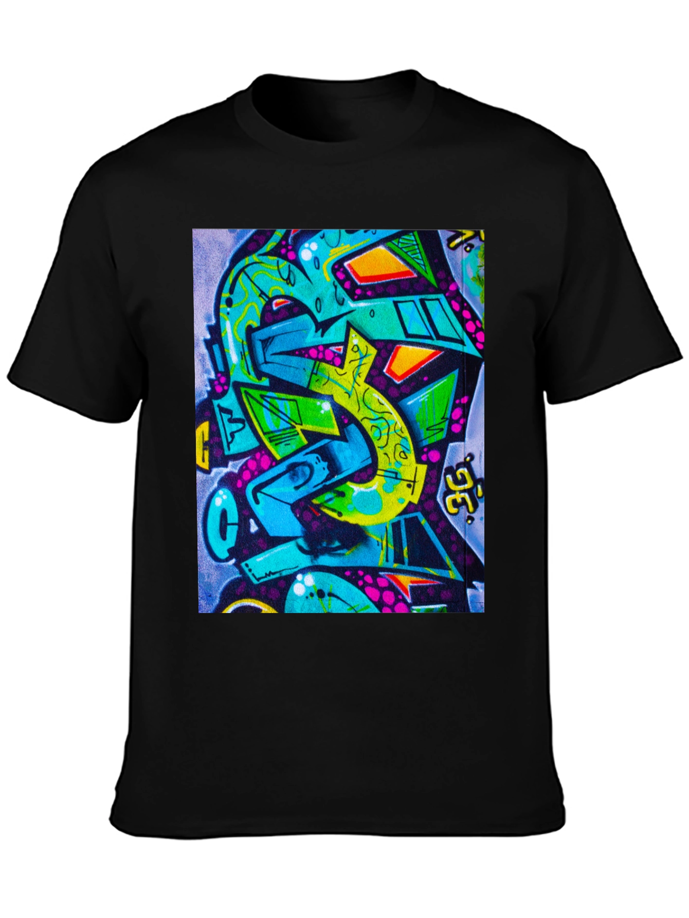 Abstract Graffiti Print Crew Neck Tee
