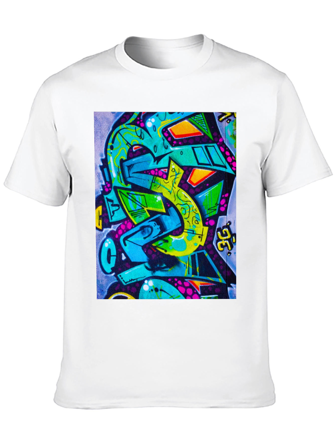 Abstract Graffiti Print Crew Neck Tee