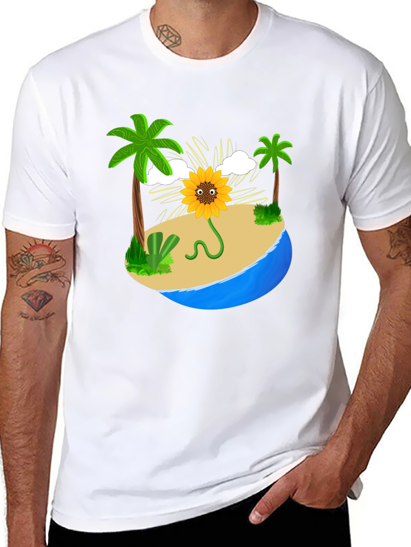 Sunflower Island Graphic Tee - Mens Black T-Shirt