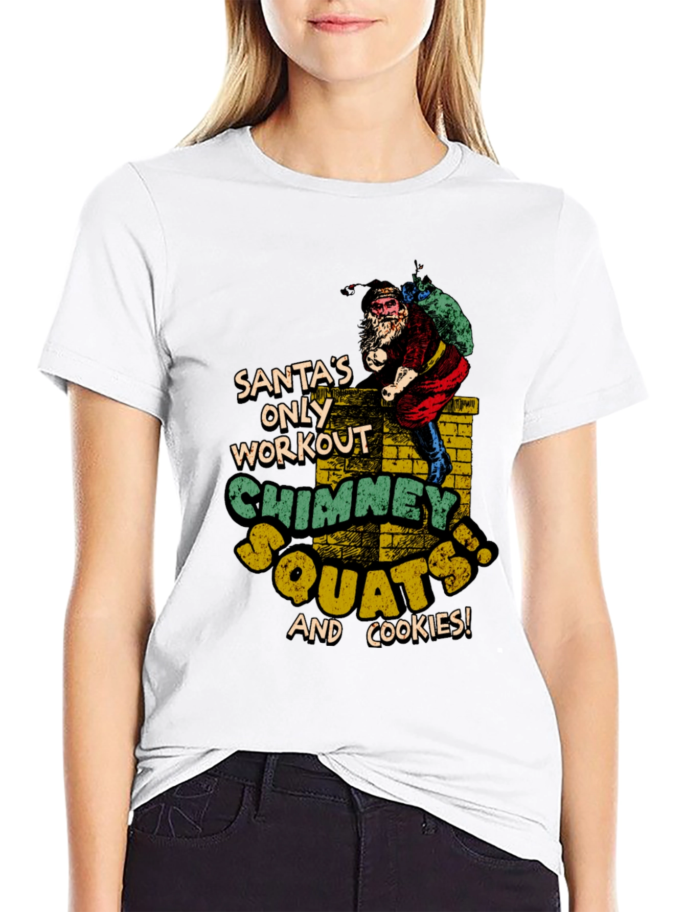 Santas Chimney Squats Workout Black T-Shirt