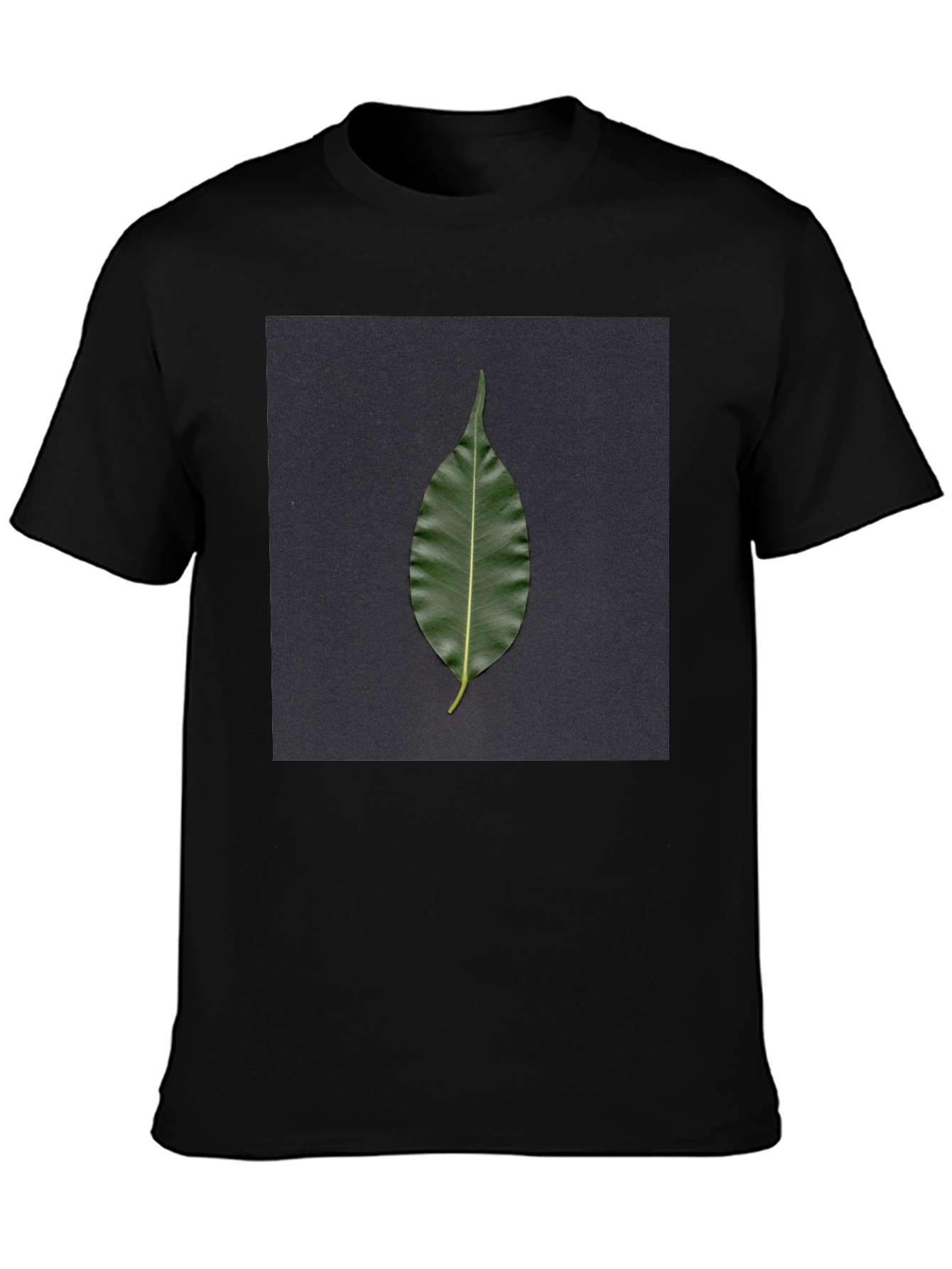 Leaf Print Black T-Shirt - Nature Inspired Design