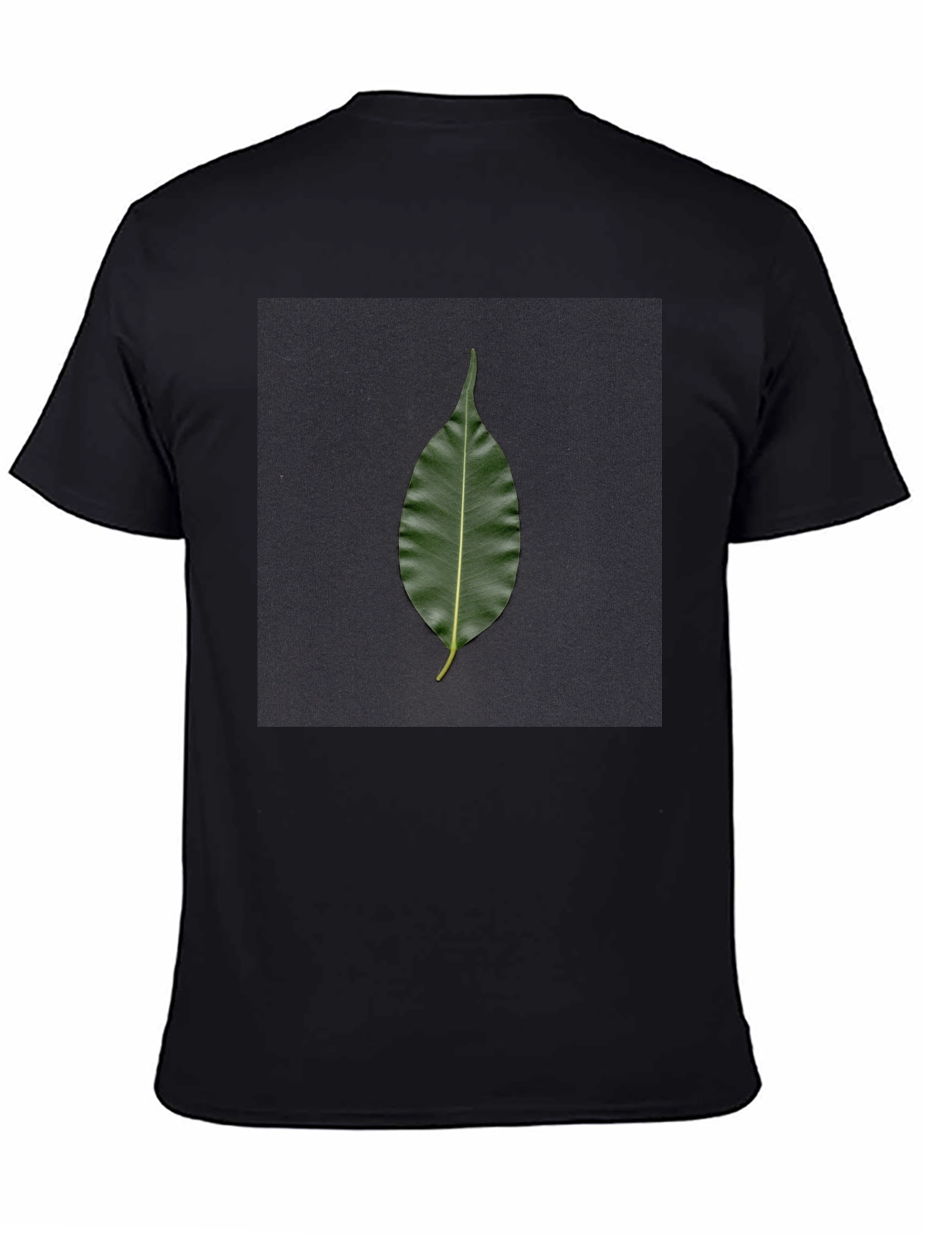Leaf Print Black T-Shirt - Nature Inspired Design