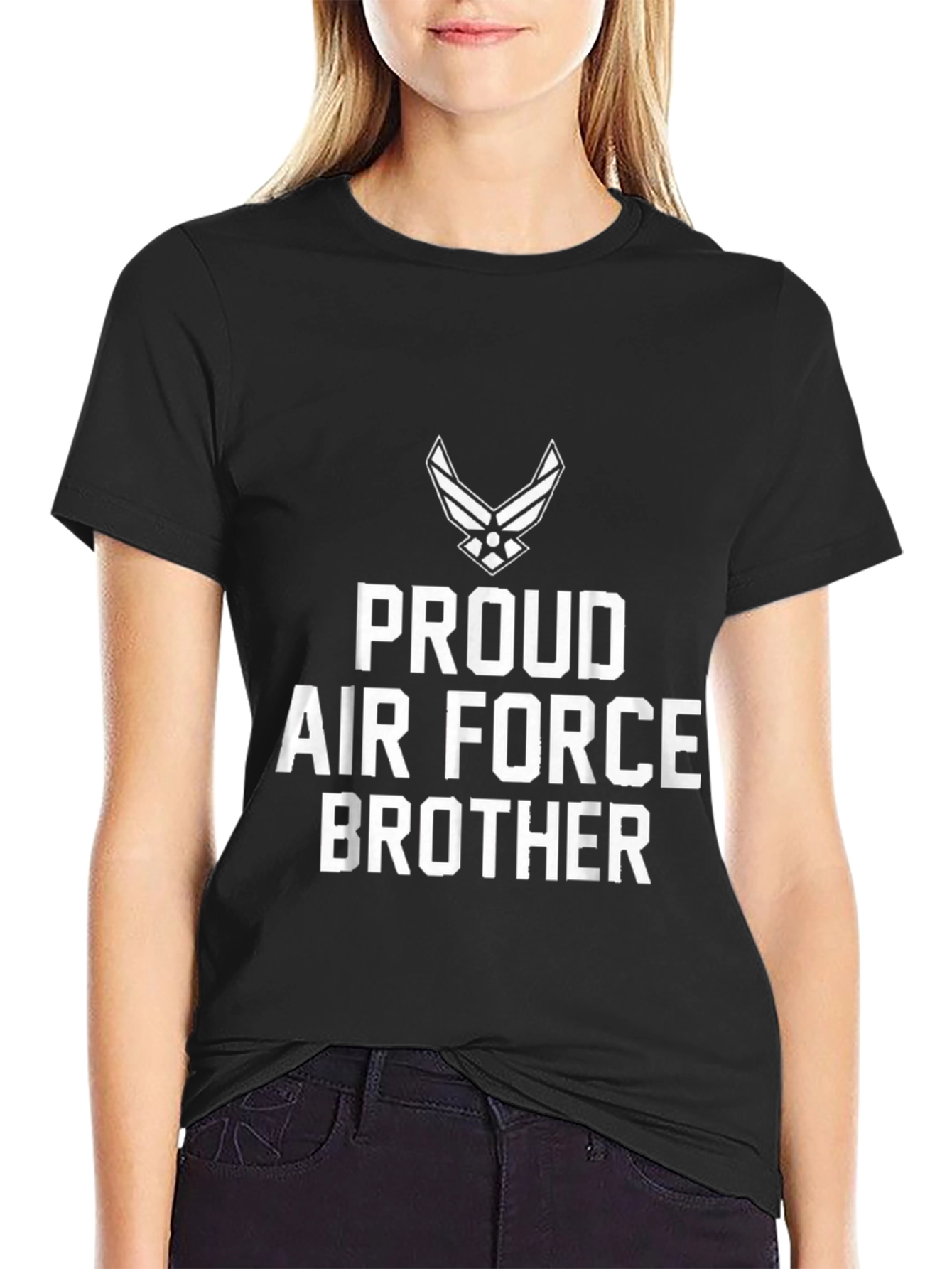 Proud Air Force Brother Black Graphic Tee