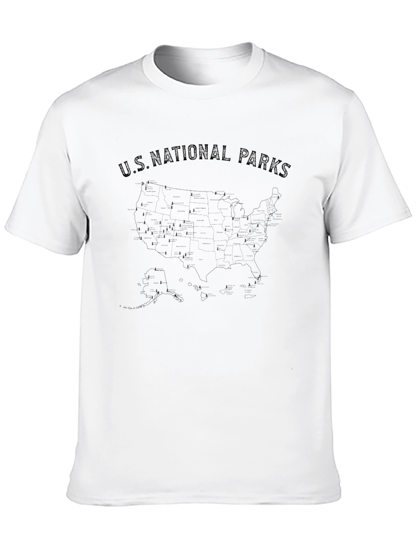 US National Parks Map T-Shirt - Black