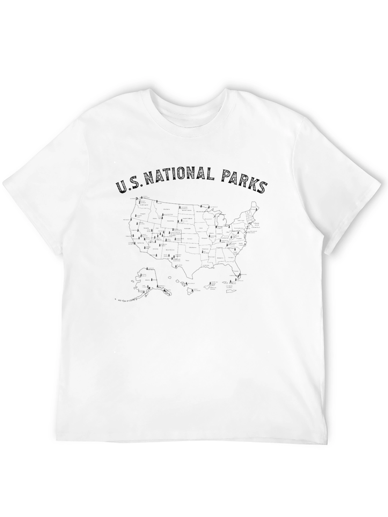 US National Parks Map T-Shirt - Black