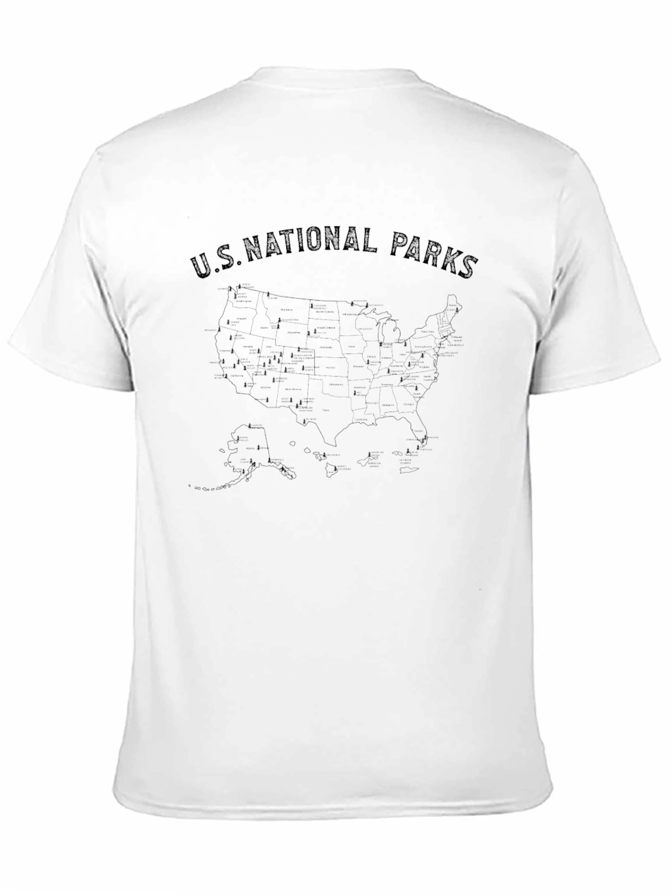 US National Parks Map T-Shirt - Black