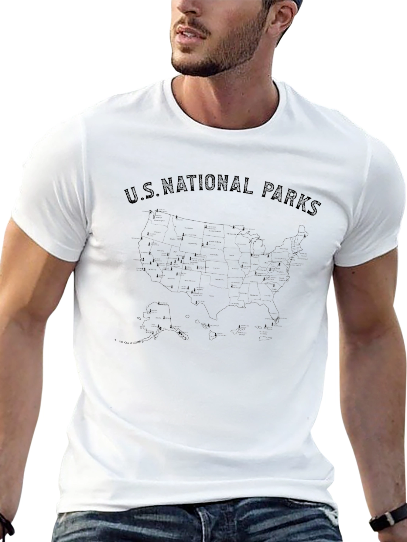 US National Parks Map T-Shirt - Black