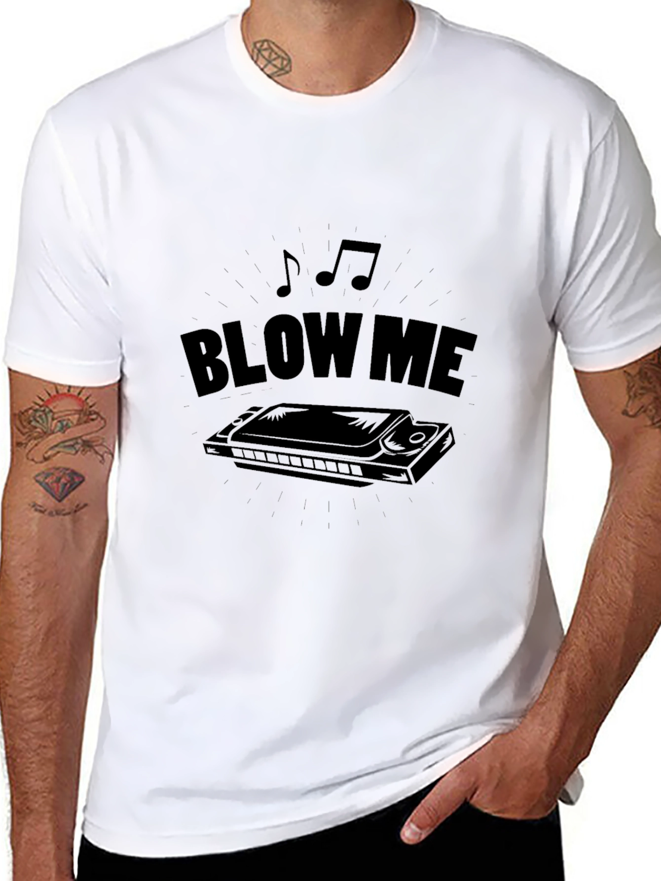 Blow Me Harmonica T-Shirt - Musical Humor Tee