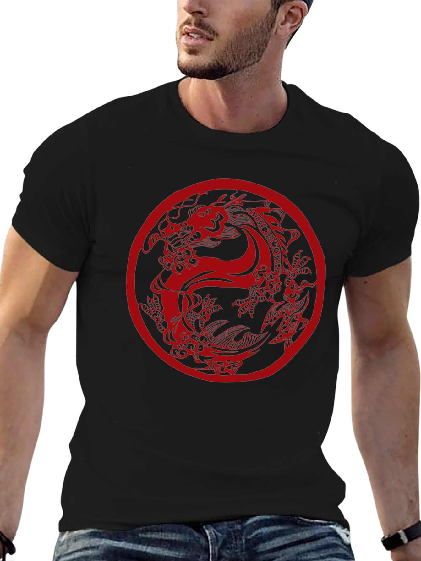 Dragon Circle Graphic Tee - Classic Black