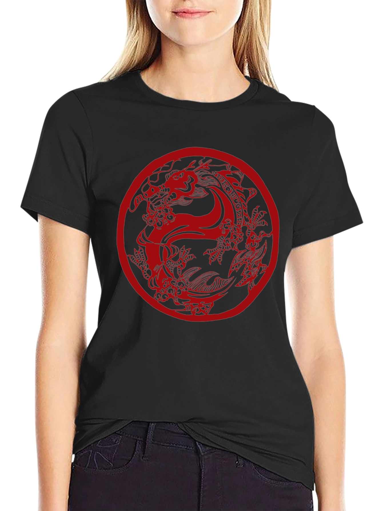 Dragon Circle Graphic Tee - Classic Black
