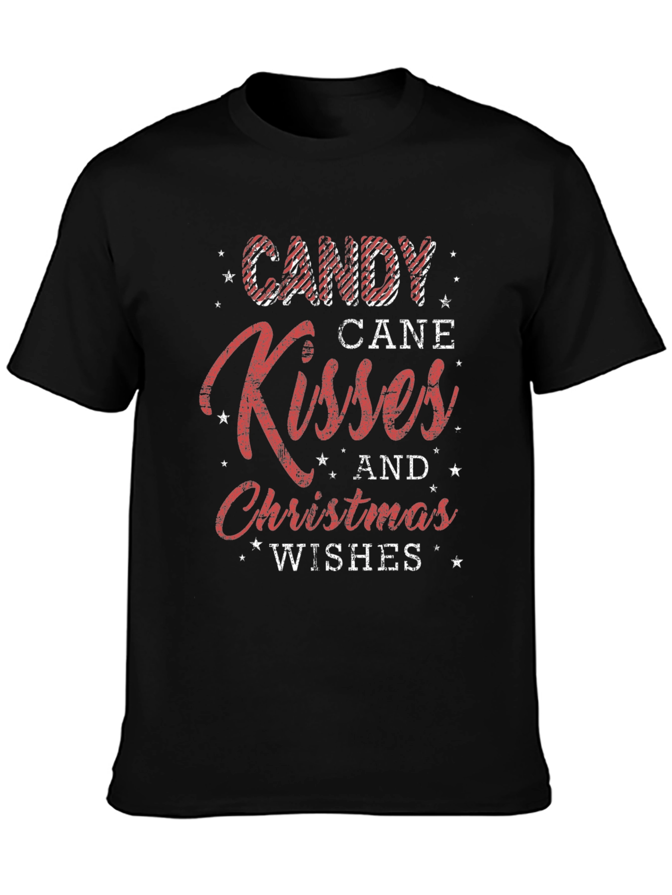 Festive Christmas T-Shirt: Candy Cane Kisses & Wishes