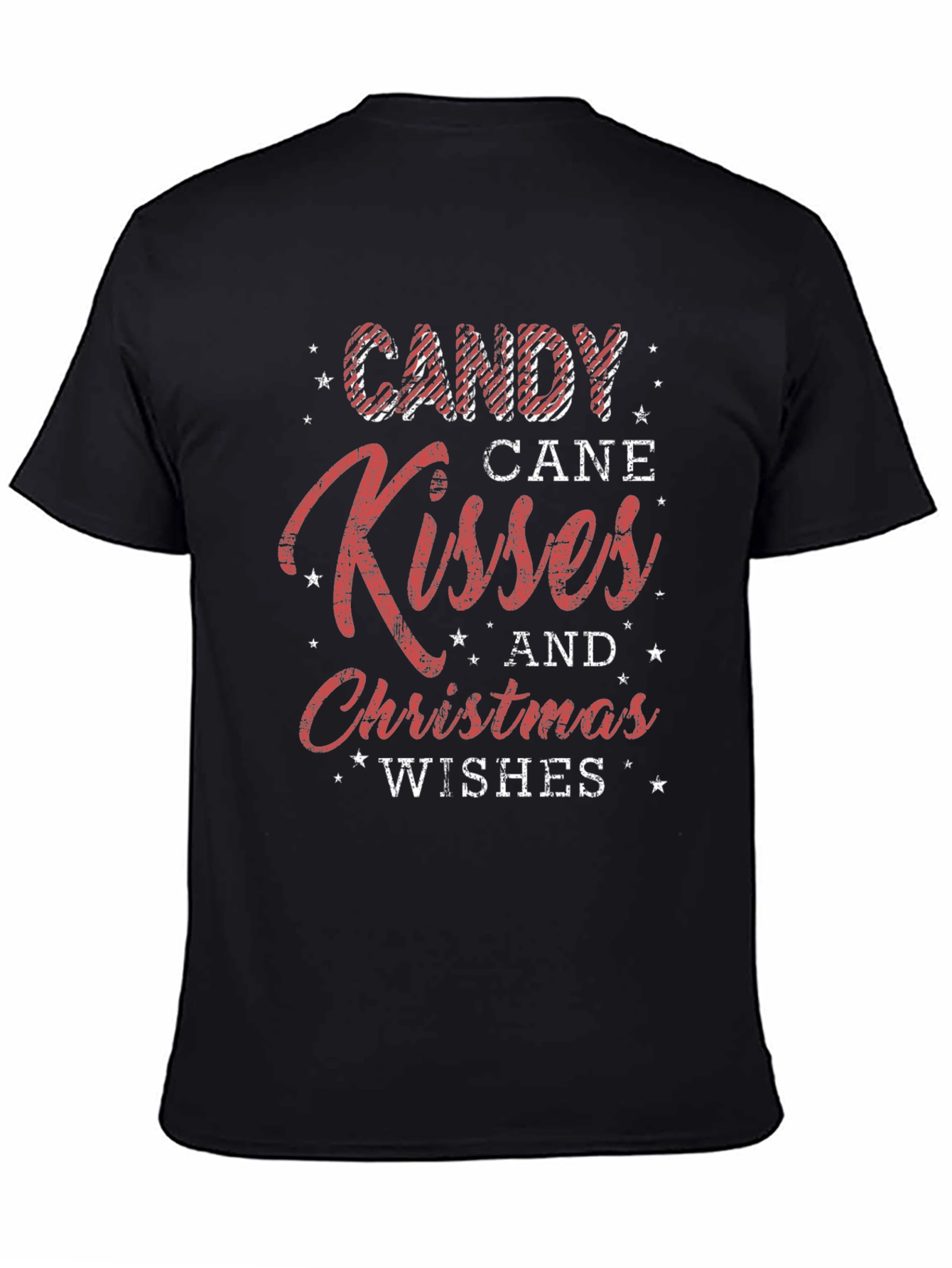 Festive Christmas T-Shirt: Candy Cane Kisses & Wishes