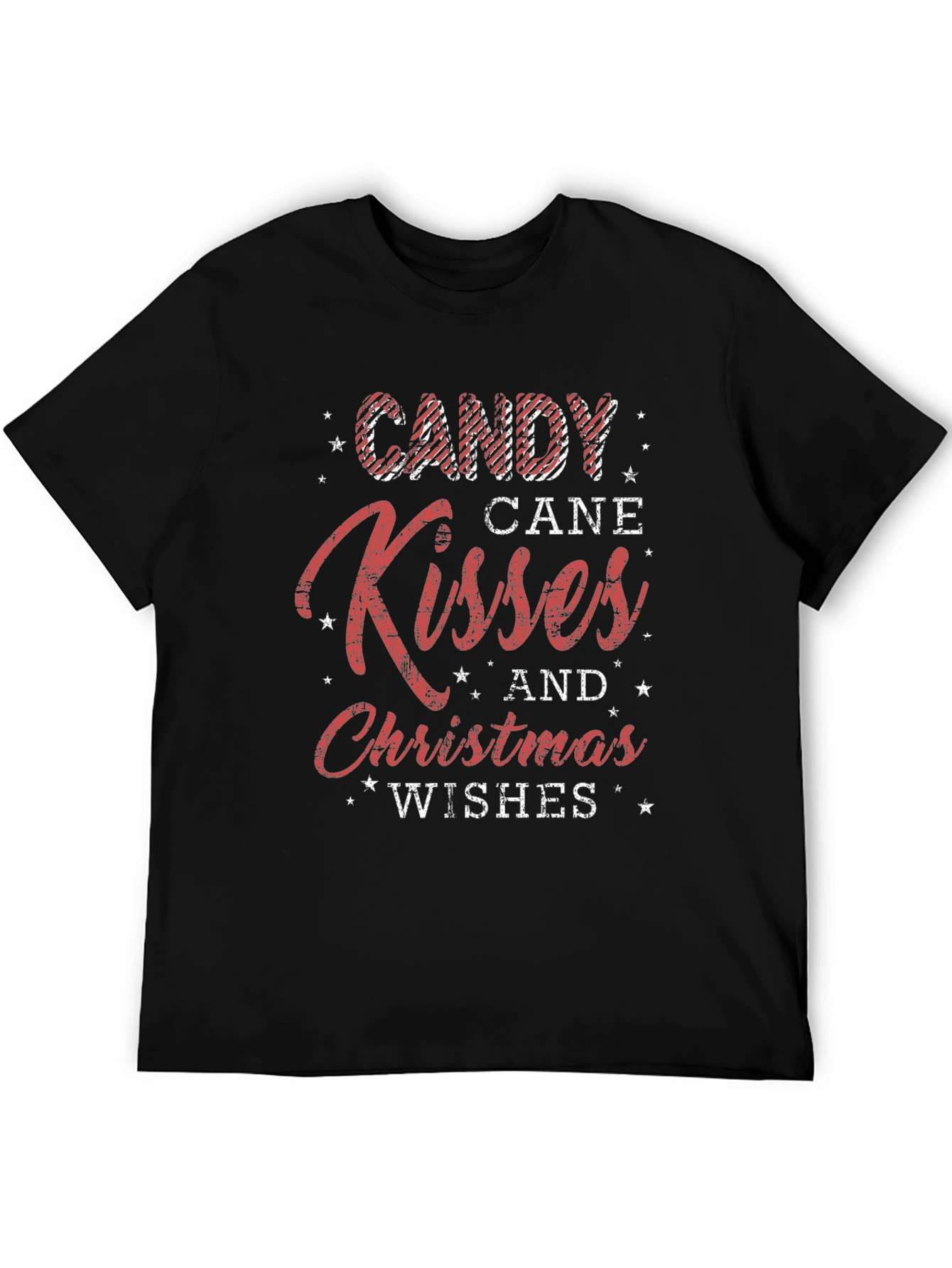 Festive Christmas T-Shirt: Candy Cane Kisses & Wishes