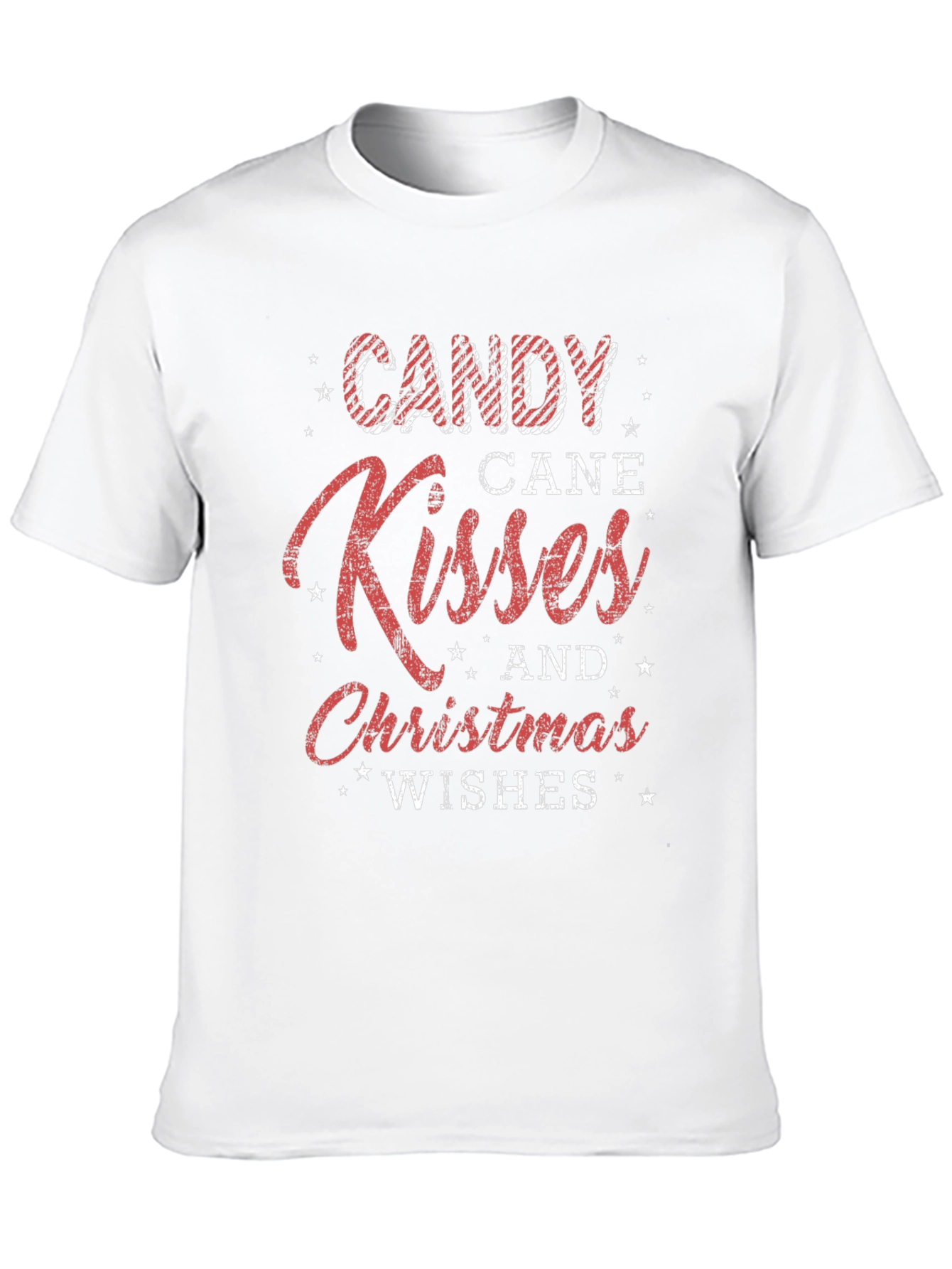 Festive Christmas T-Shirt: Candy Cane Kisses & Wishes