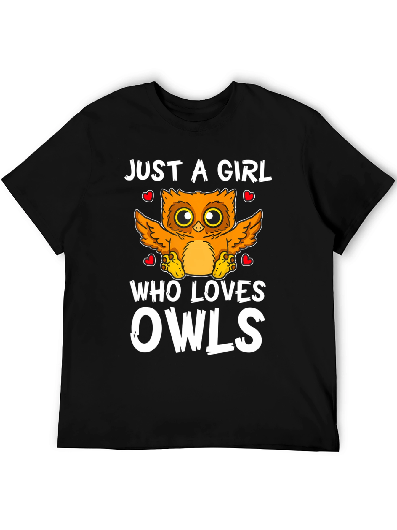 Just a Girl Who Loves Owls Black T-Shirt