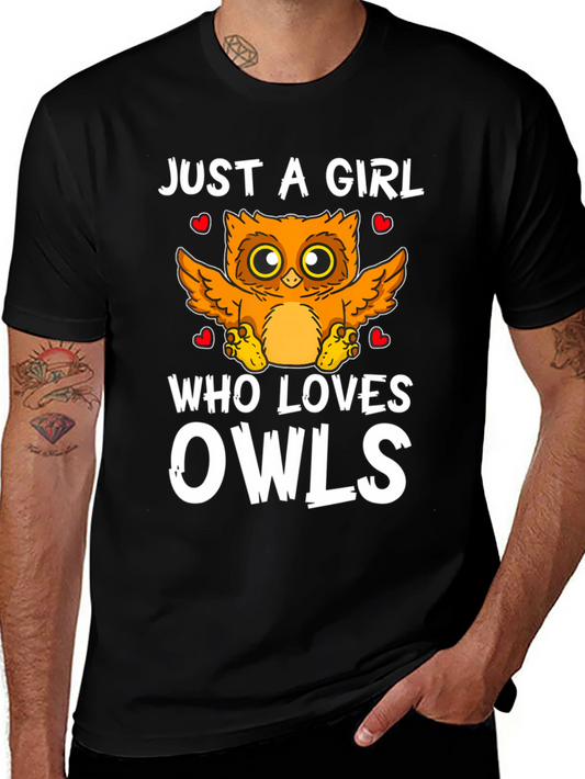 Just a Girl Who Loves Owls Black T-Shirt