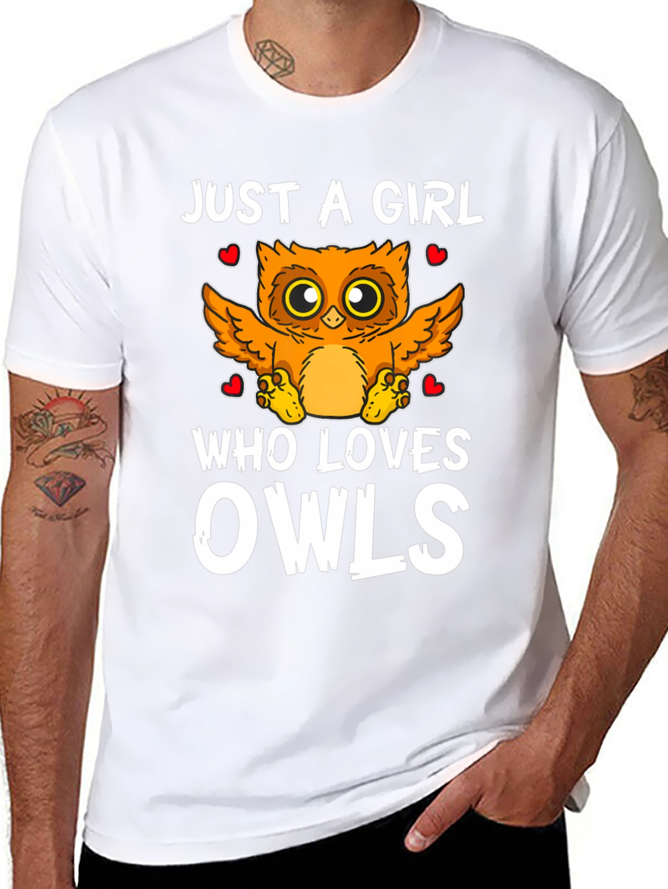 Just a Girl Who Loves Owls Black T-Shirt