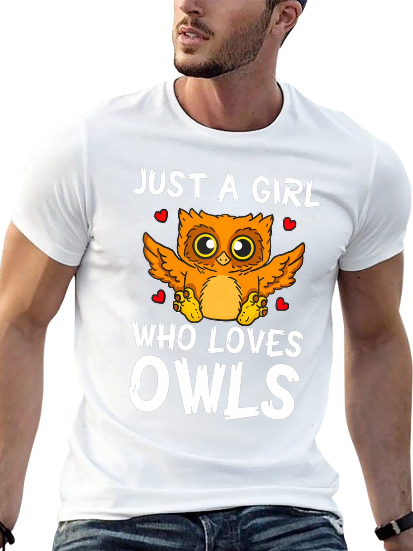 Just a Girl Who Loves Owls Black T-Shirt