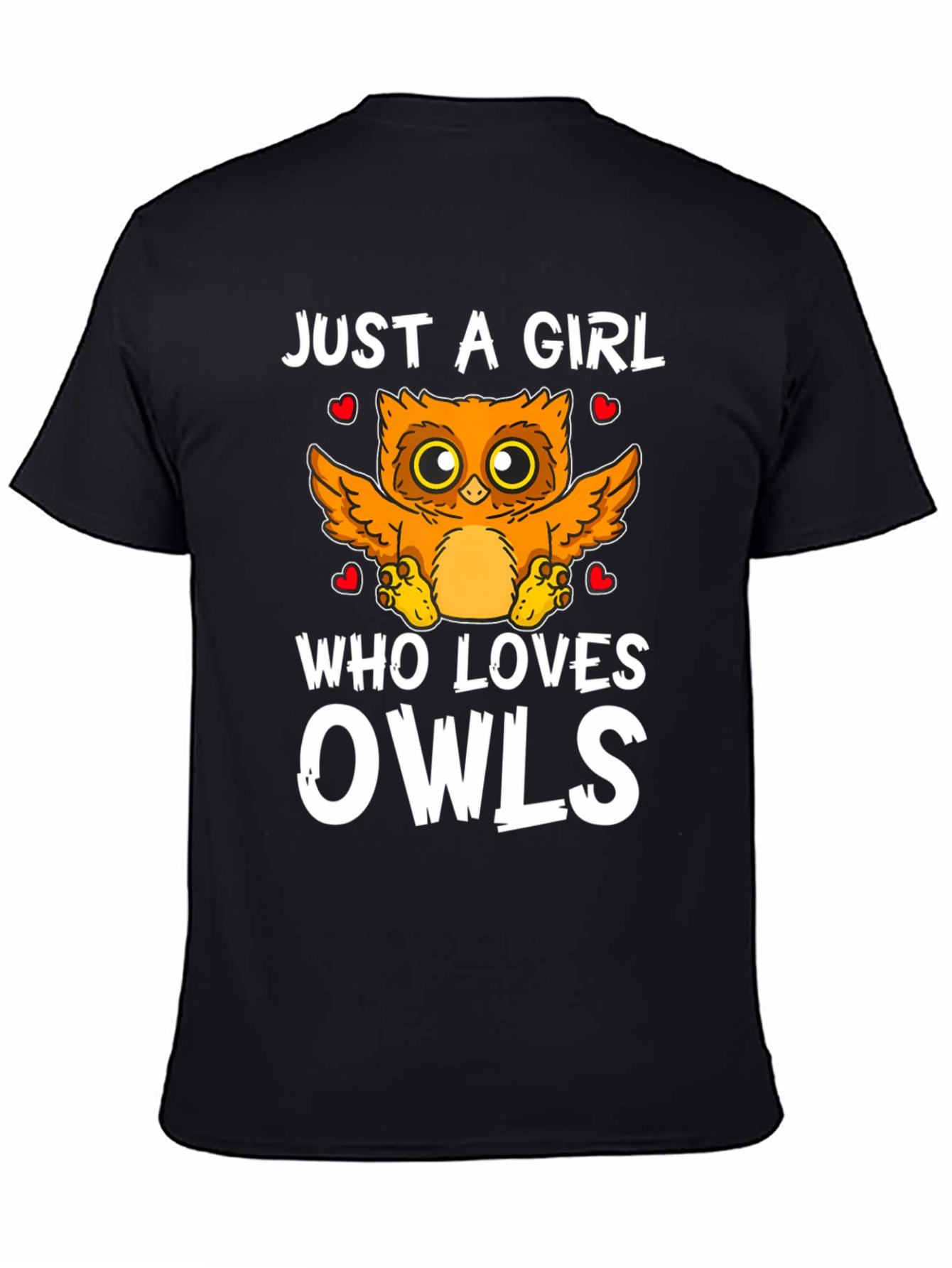Just a Girl Who Loves Owls Black T-Shirt