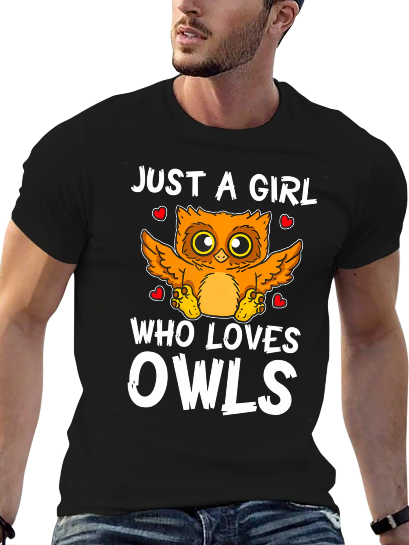 Just a Girl Who Loves Owls Black T-Shirt