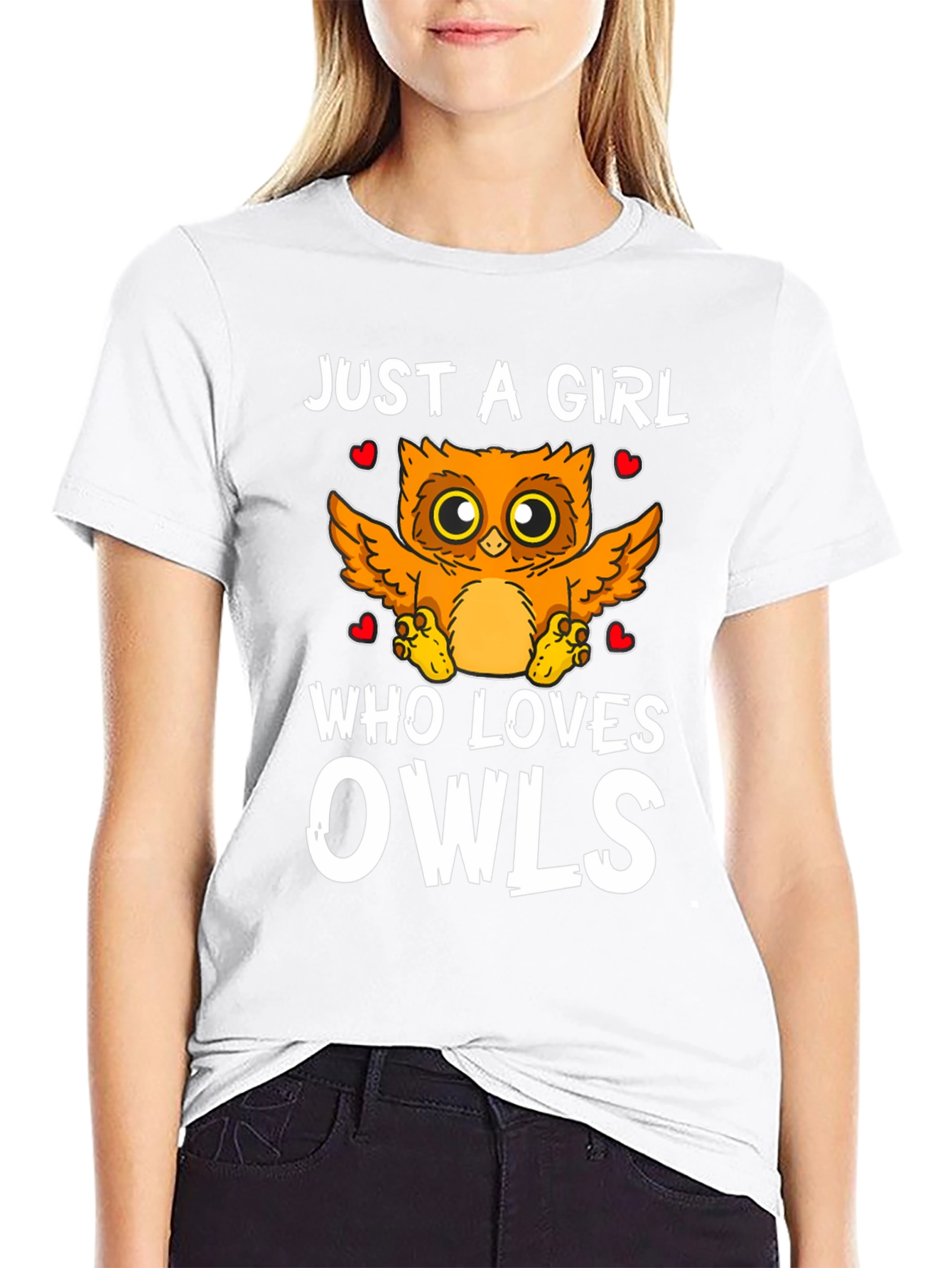 Just a Girl Who Loves Owls Black T-Shirt