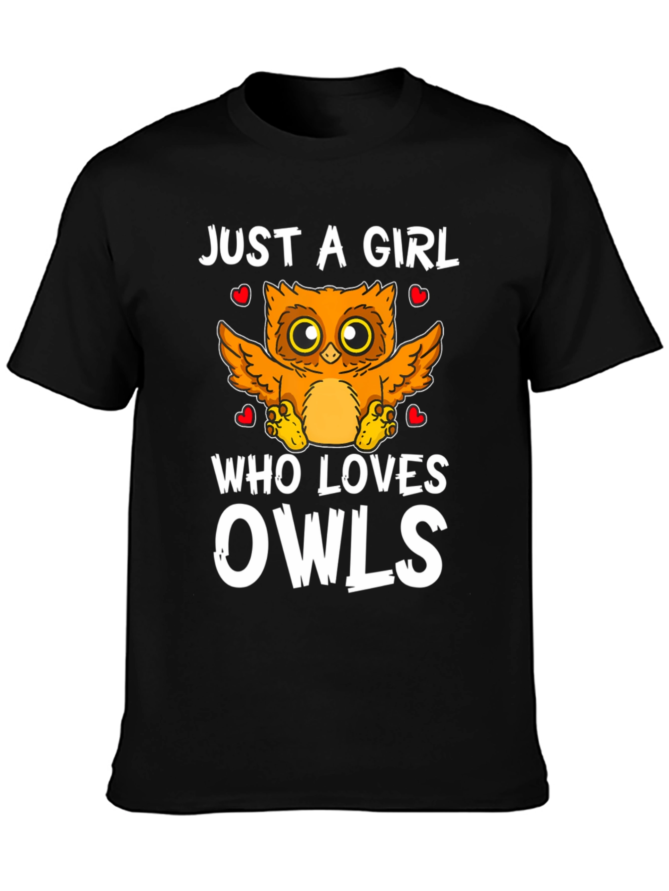 Just a Girl Who Loves Owls Black T-Shirt