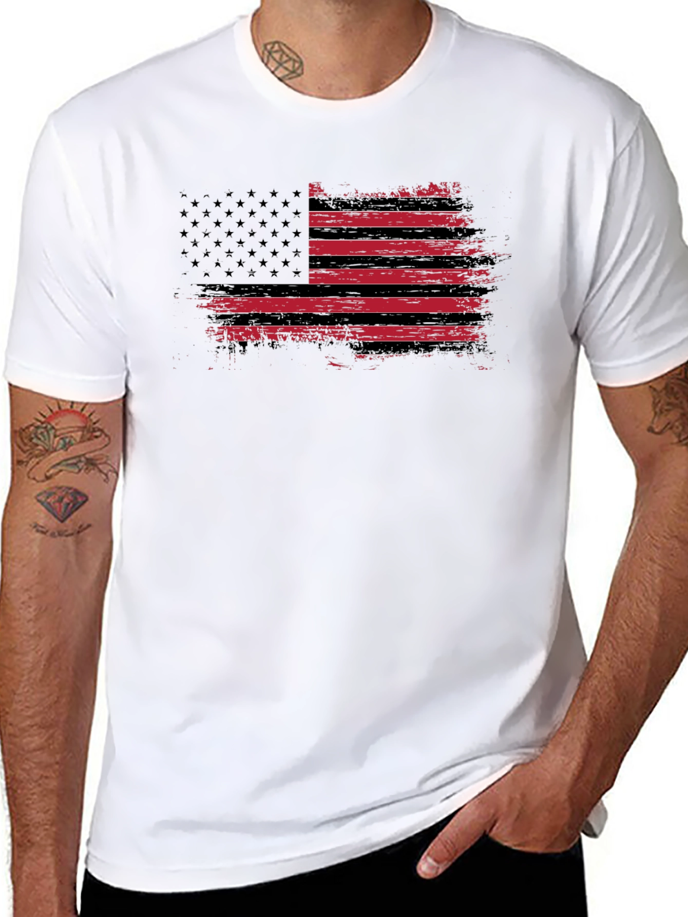 Distressed American Flag Graphic T-Shirt