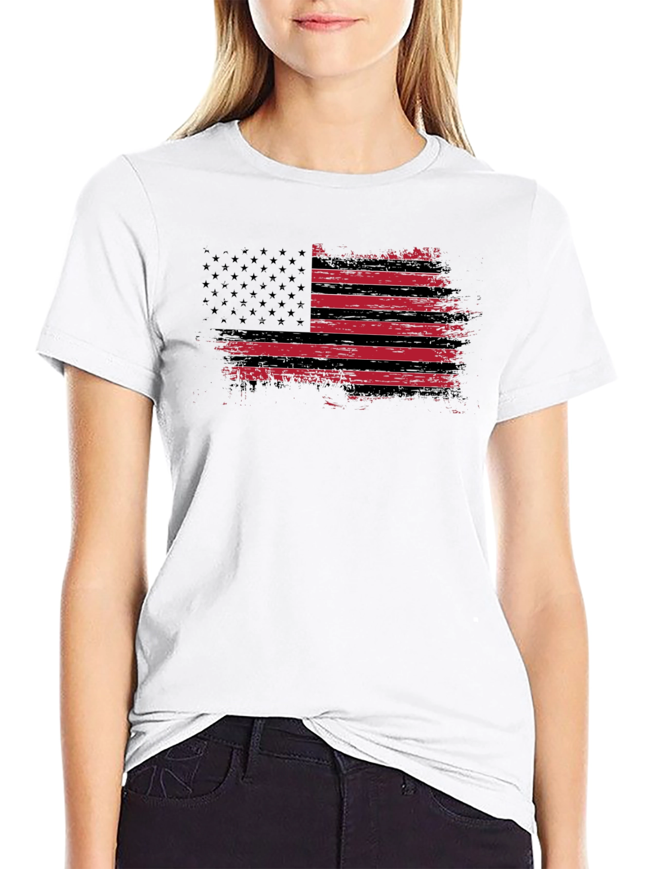 Distressed American Flag Graphic T-Shirt