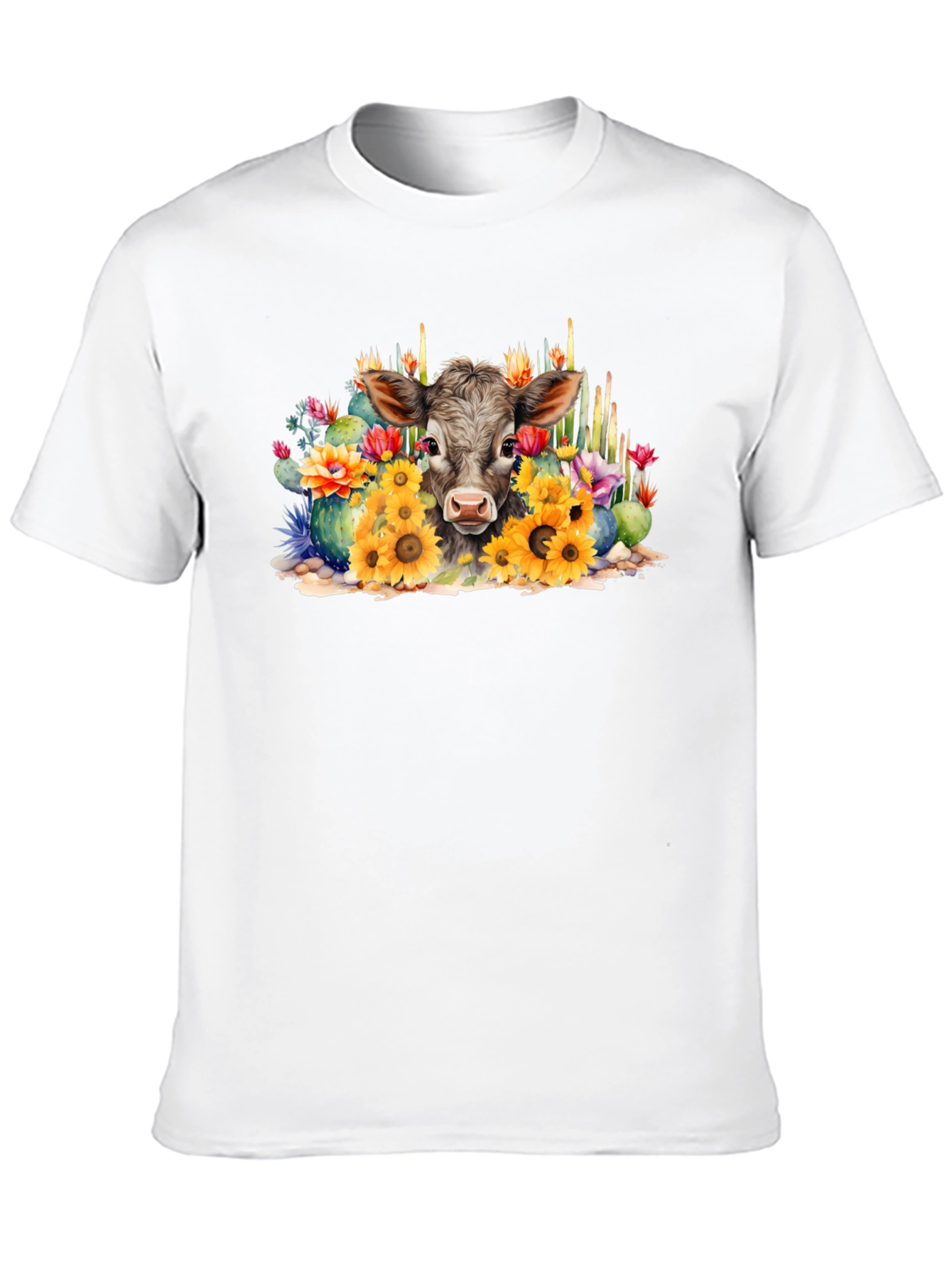 Cow with Flowers Black Tee