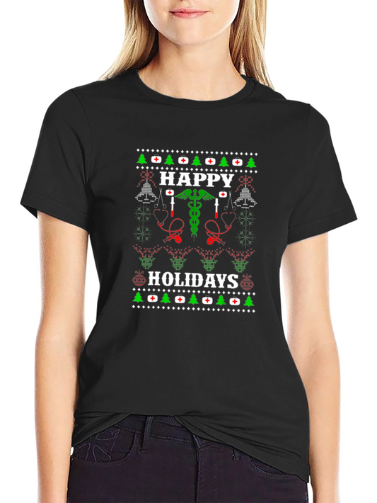 Happy Holidays Medical Ugly Christmas T-Shirt