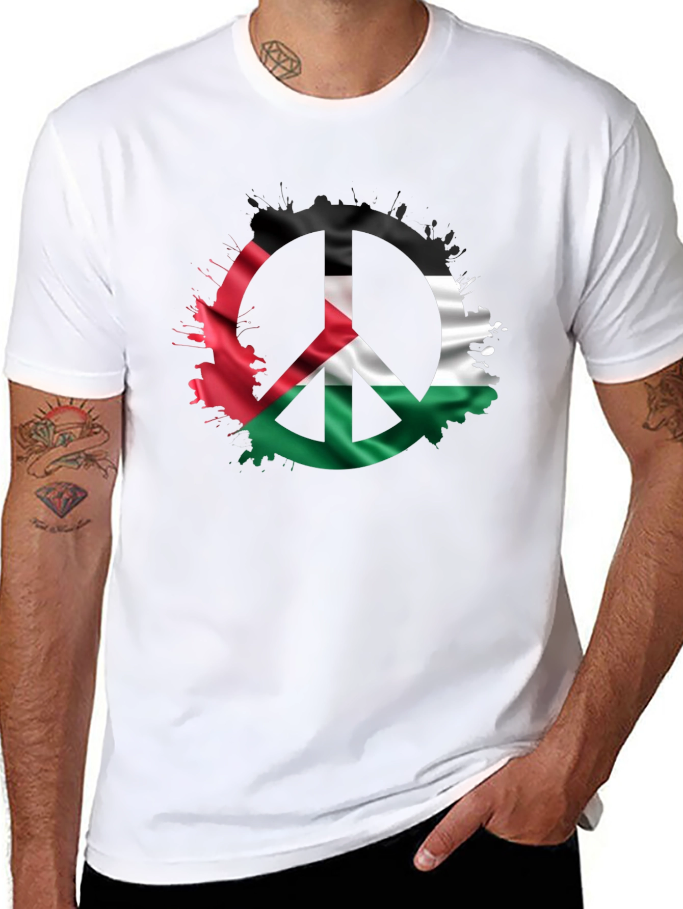 Peace Palestine Flag Mens T-Shirt