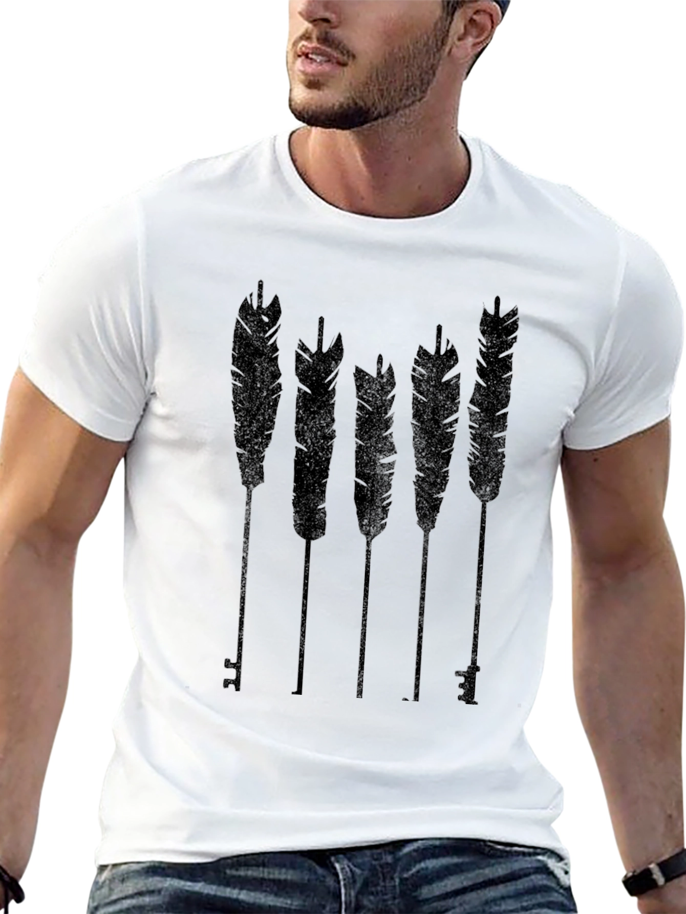 Feather Silhouette Black T-Shirt - Modern Style