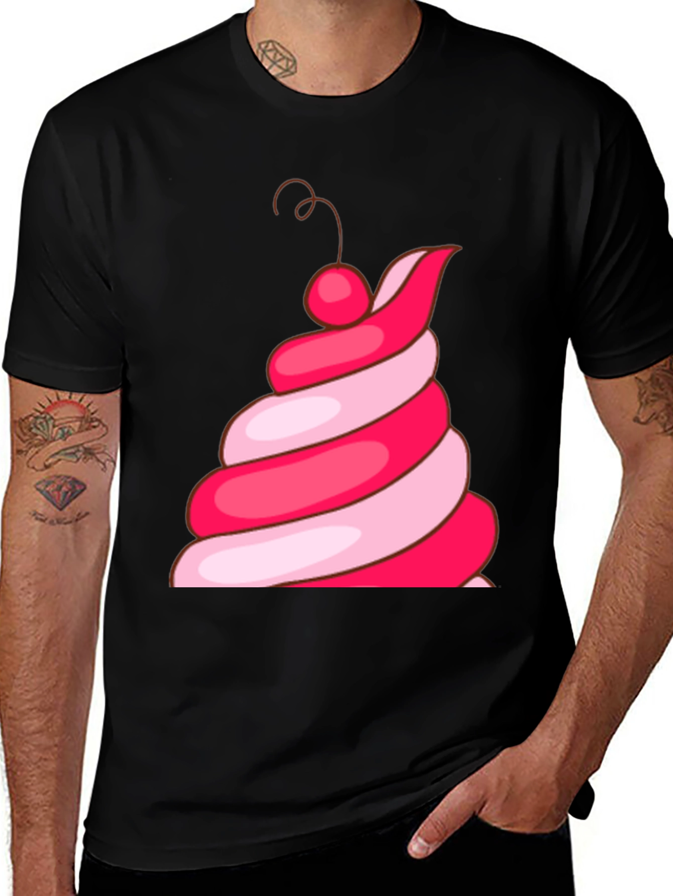 Fun Ice Cream Swirl Graphic Tee - Black
