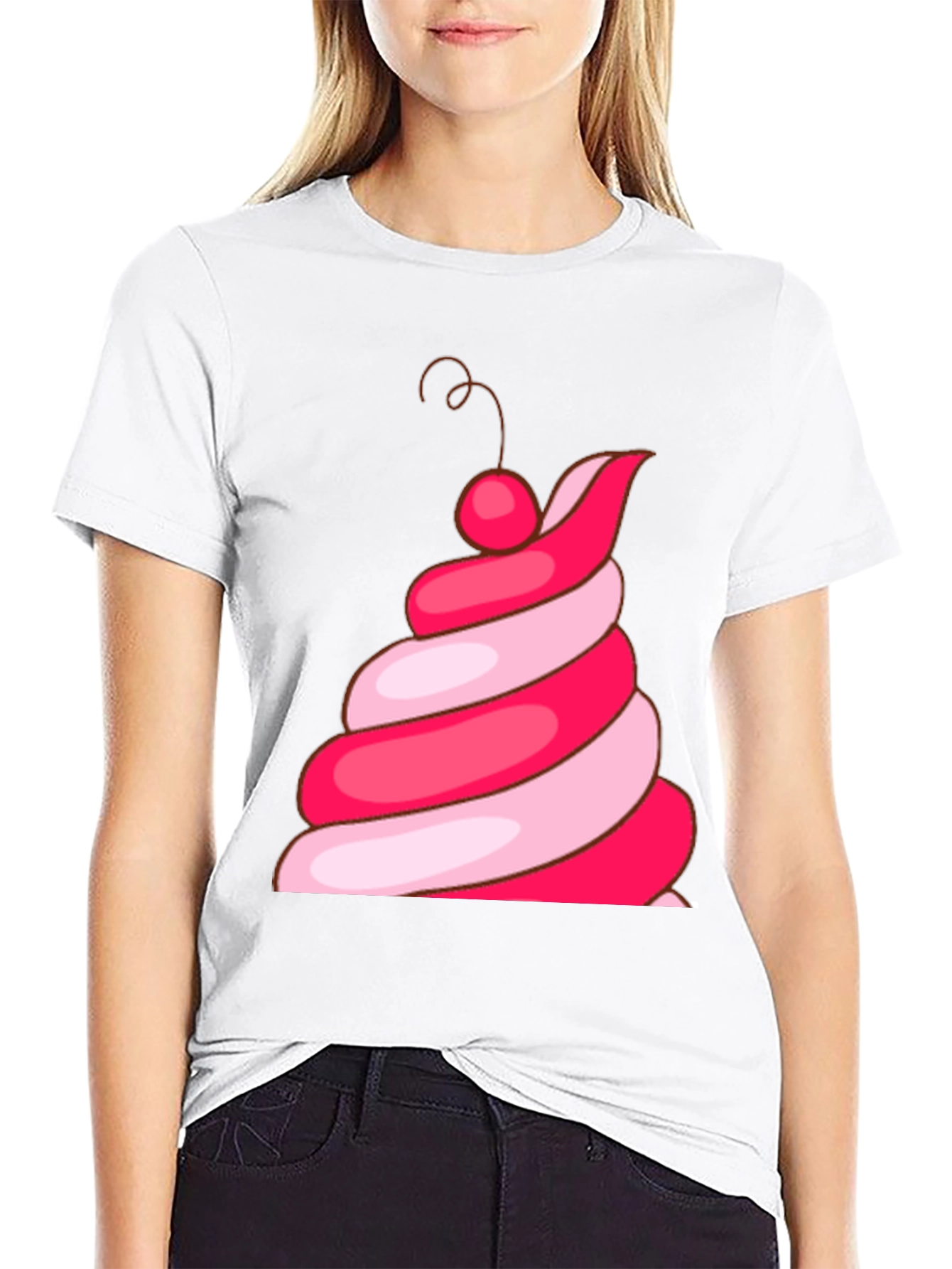 Fun Ice Cream Swirl Graphic Tee - Black