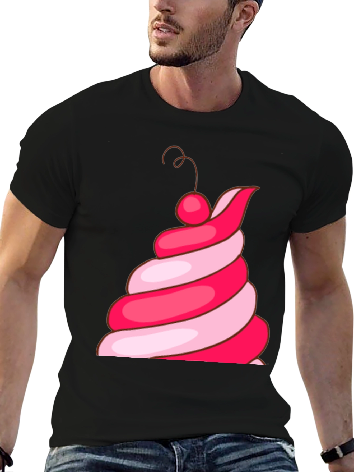 Fun Ice Cream Swirl Graphic Tee - Black