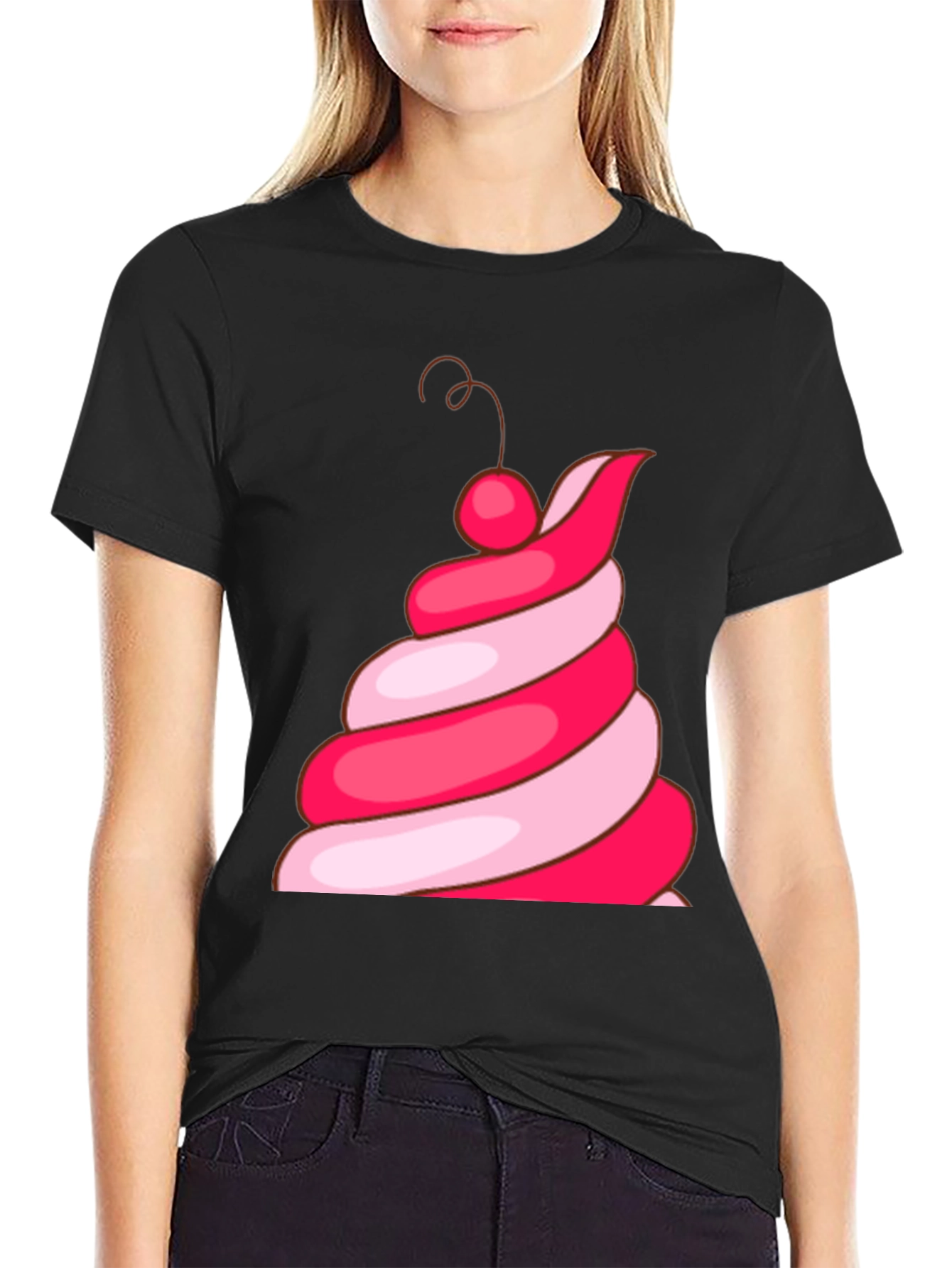 Fun Ice Cream Swirl Graphic Tee - Black