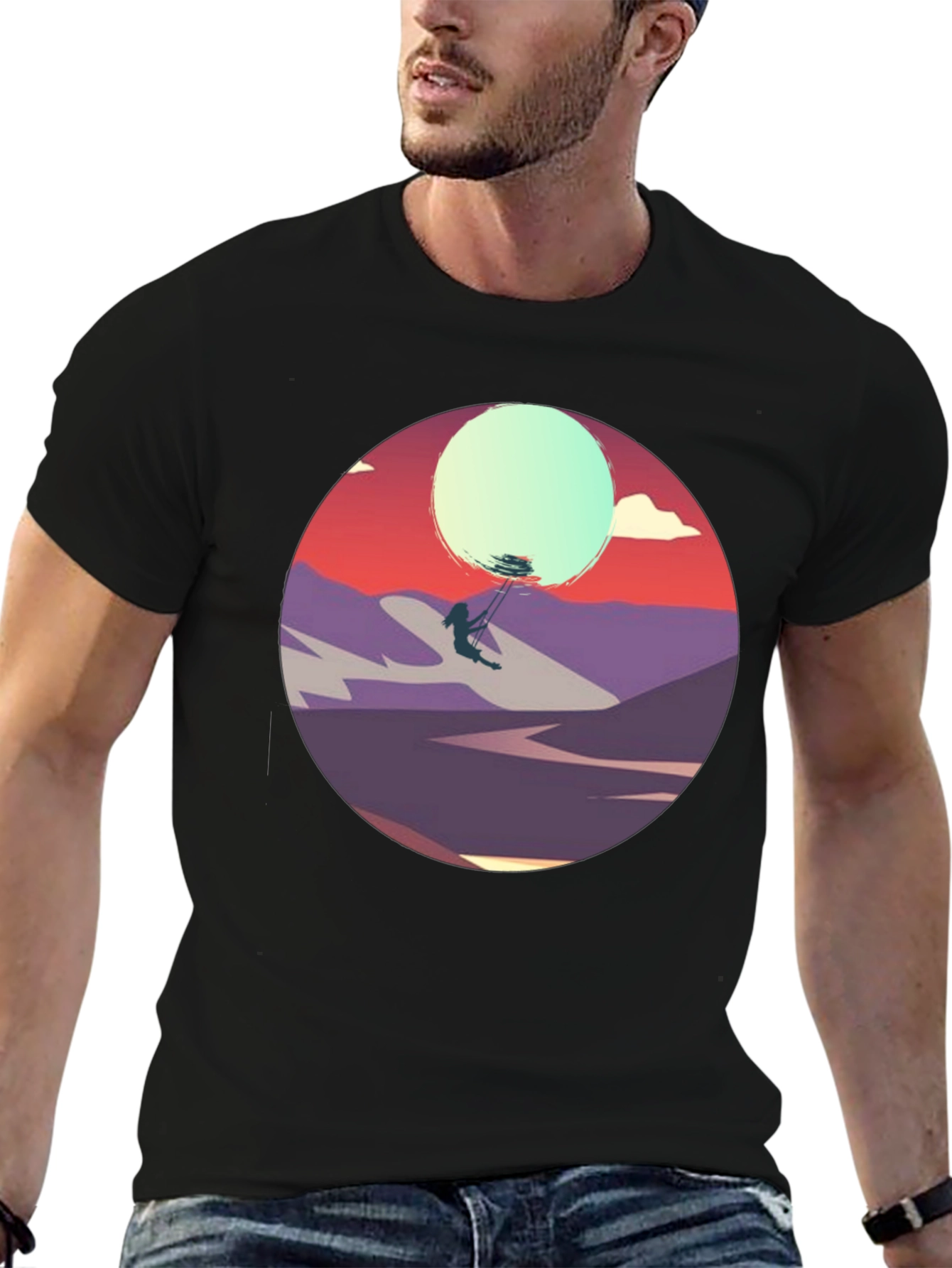 Sunset Silhouette Tee - Artistic Graphic T-Shirt