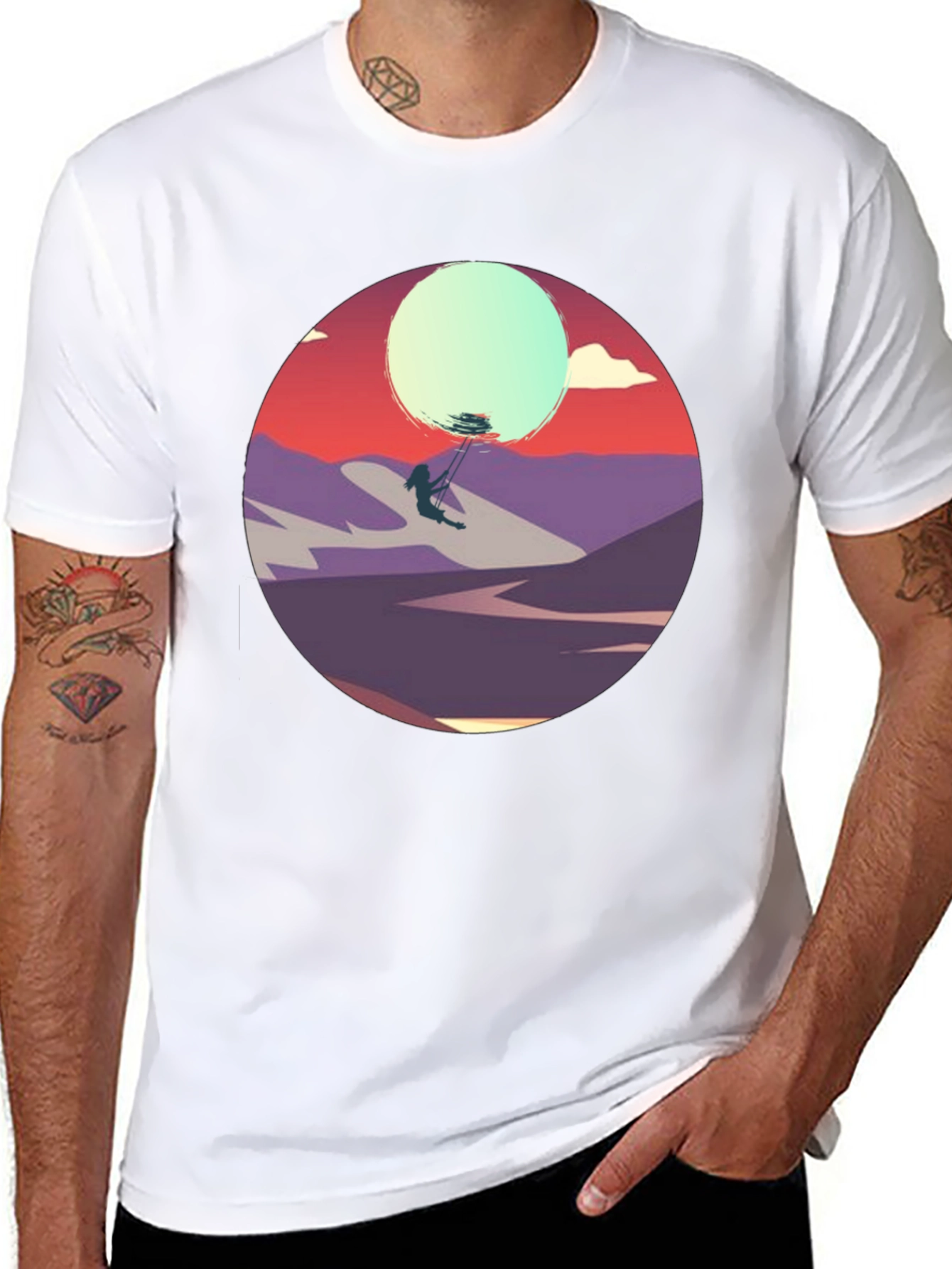 Sunset Silhouette Tee - Artistic Graphic T-Shirt