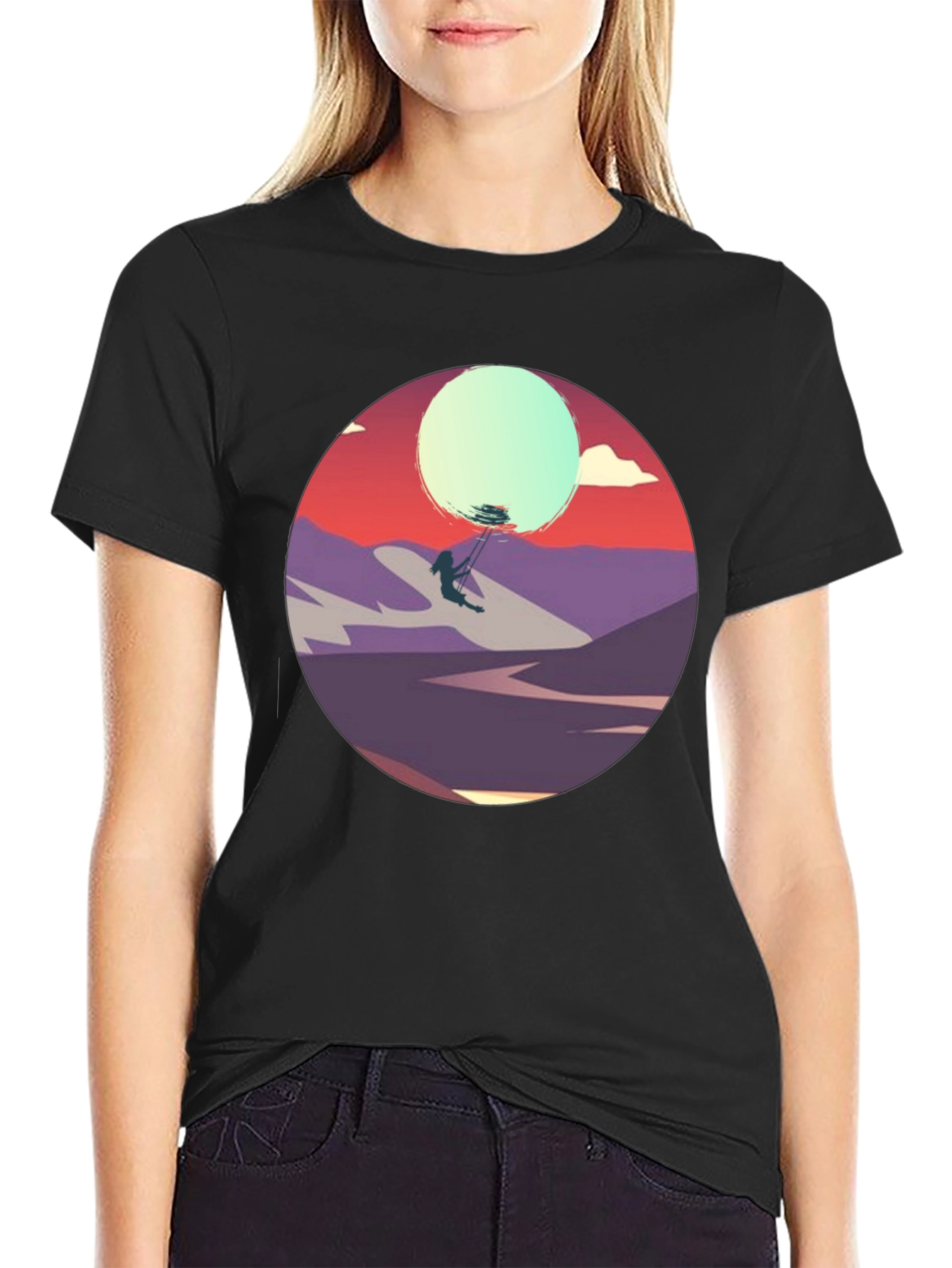 Sunset Silhouette Tee - Artistic Graphic T-Shirt