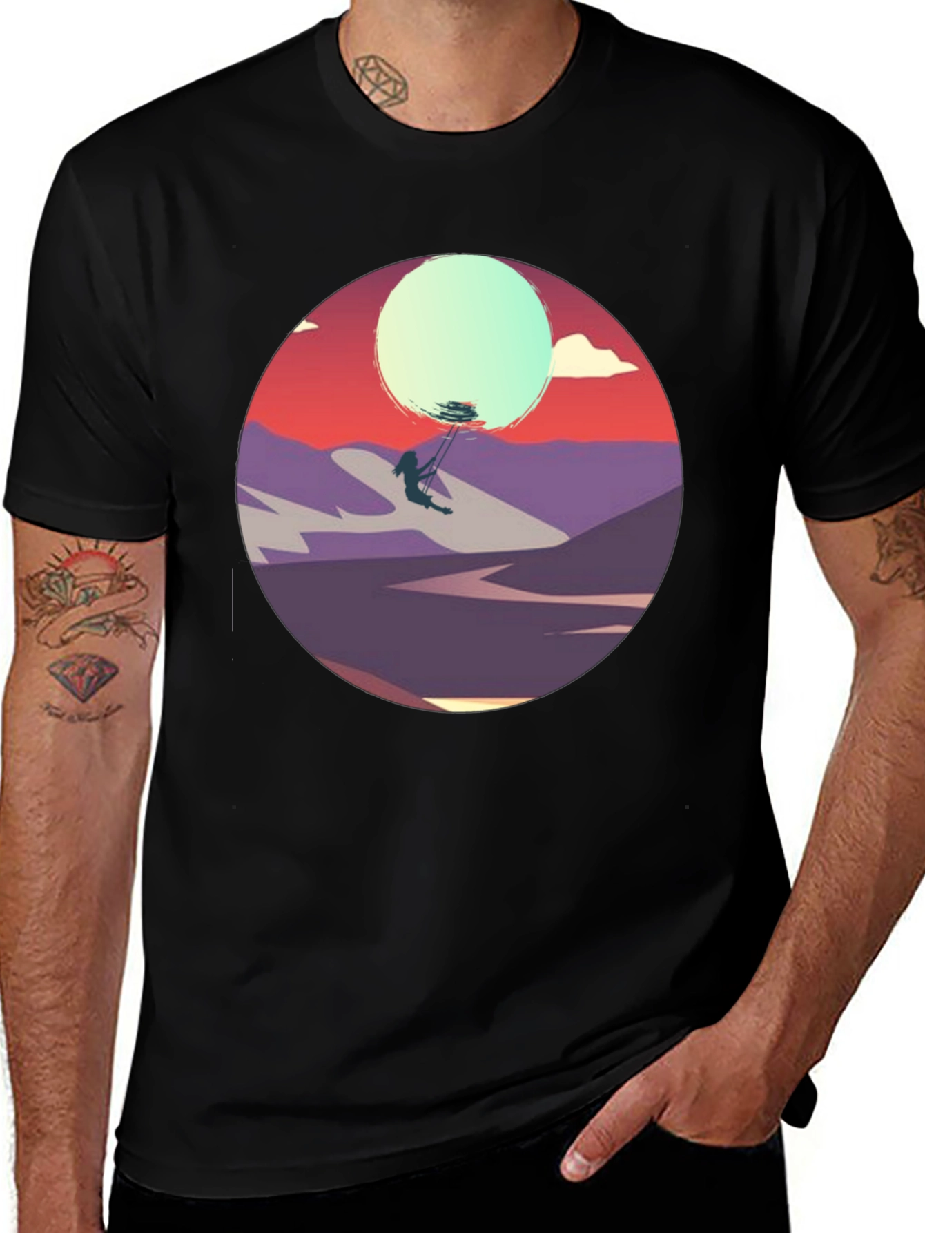 Sunset Silhouette Tee - Artistic Graphic T-Shirt