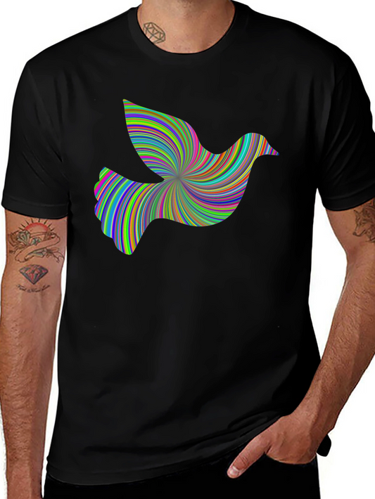 Psychedelic Dove Graphic Tee - Unique Design Soft Cotton