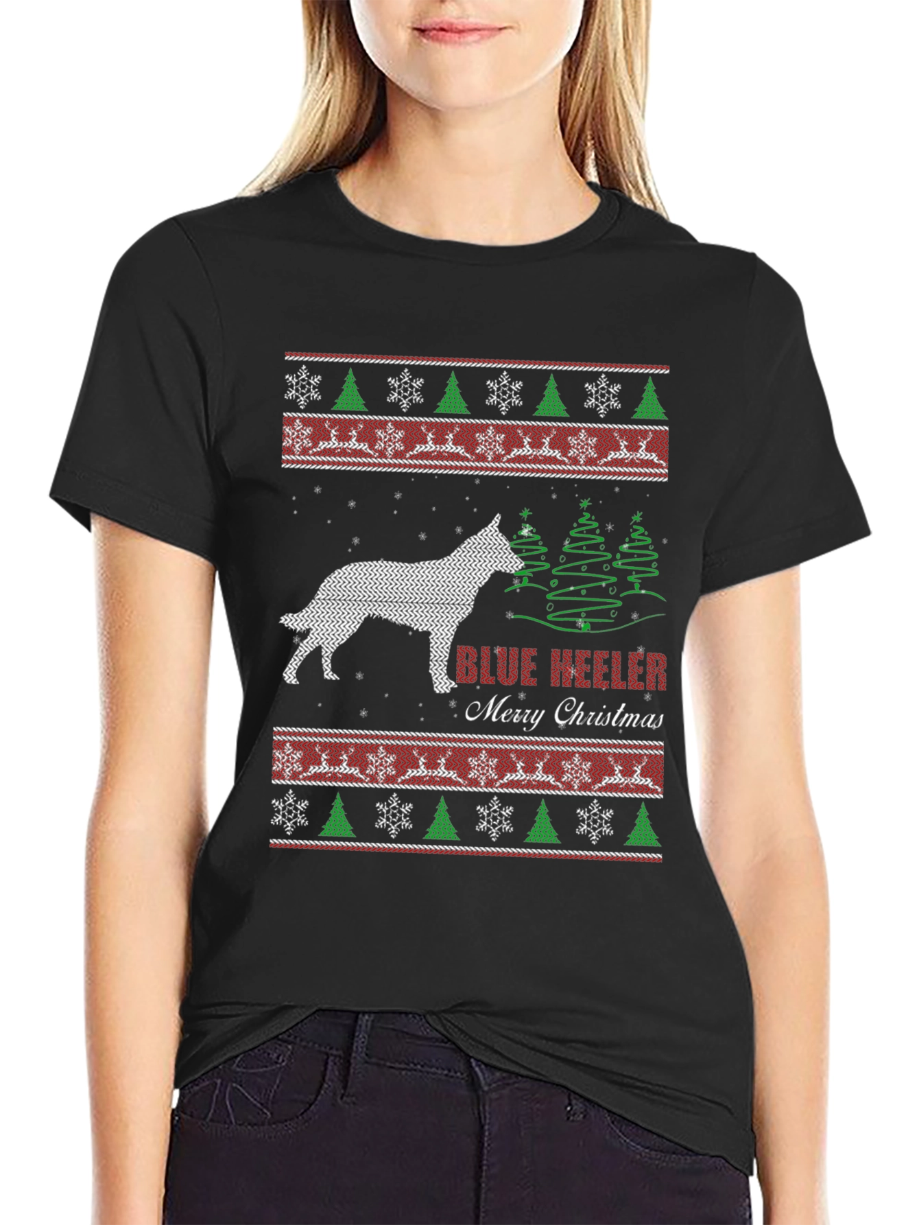 Blue Heeler Merry Christmas Ugly Sweater T-Shirt