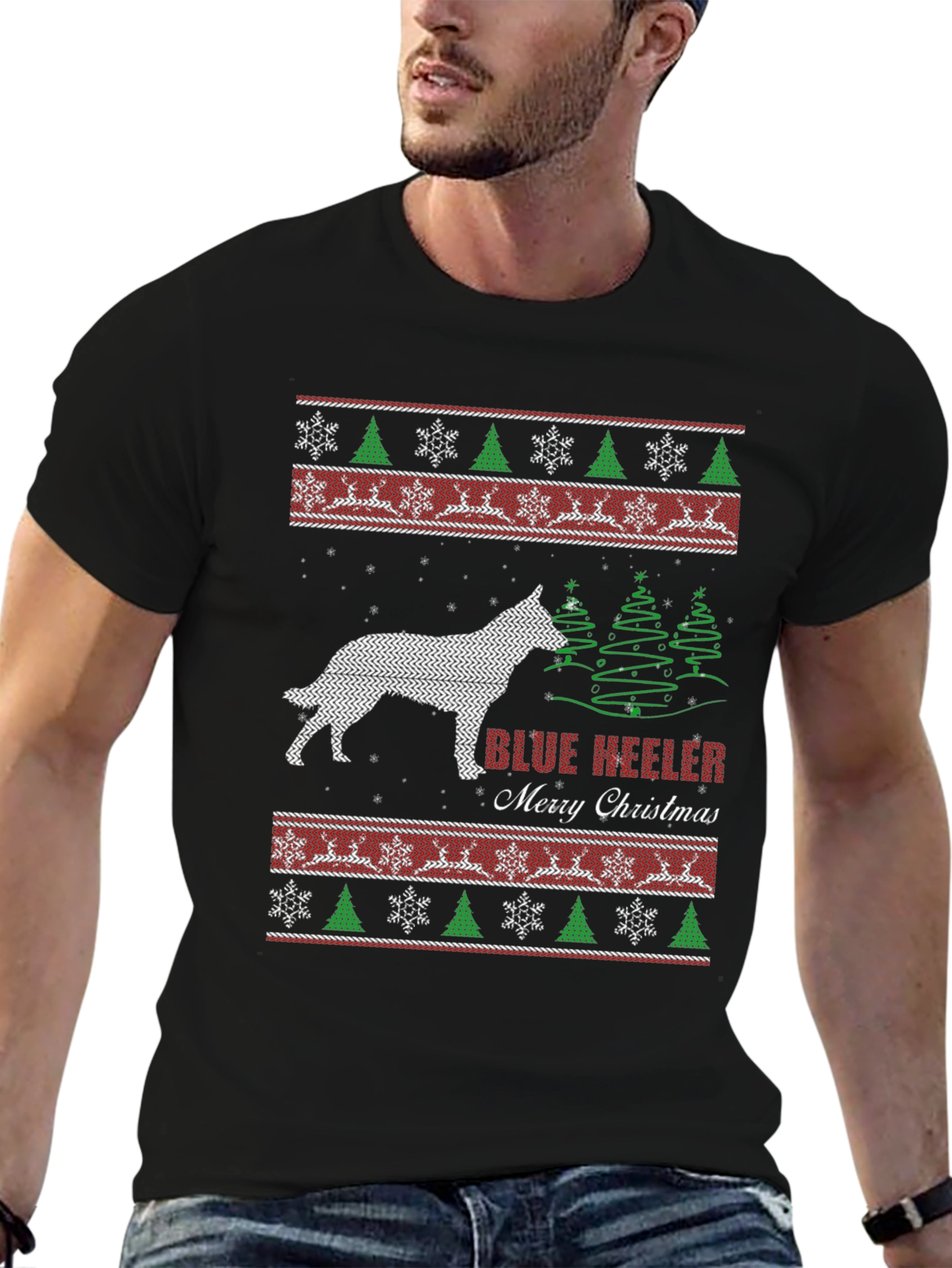 Blue Heeler Merry Christmas Ugly Sweater T-Shirt