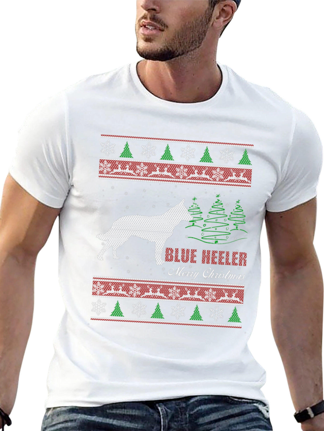 Blue Heeler Merry Christmas Ugly Sweater T-Shirt