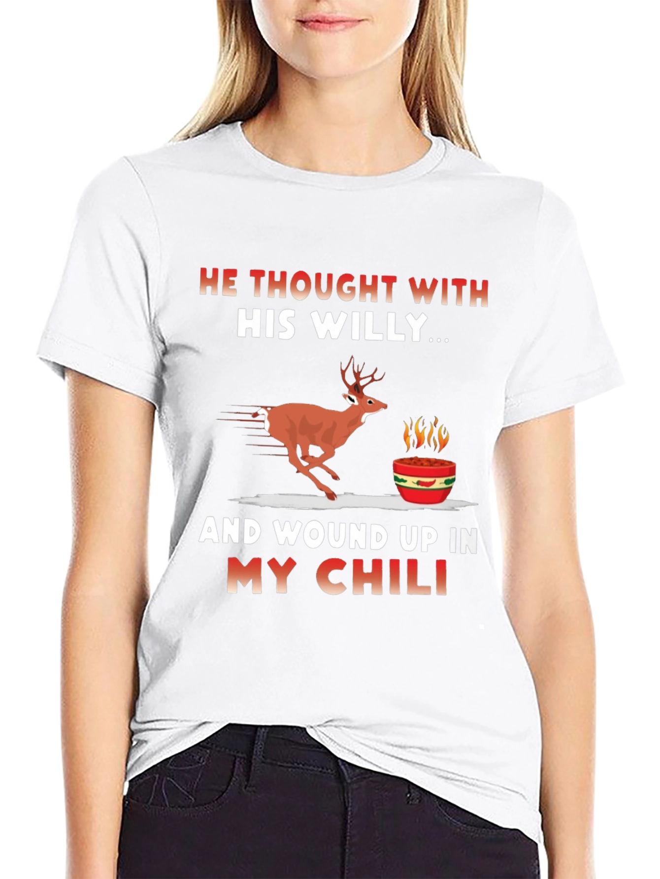 Funny Deer Chili Mens Graphic T-Shirt