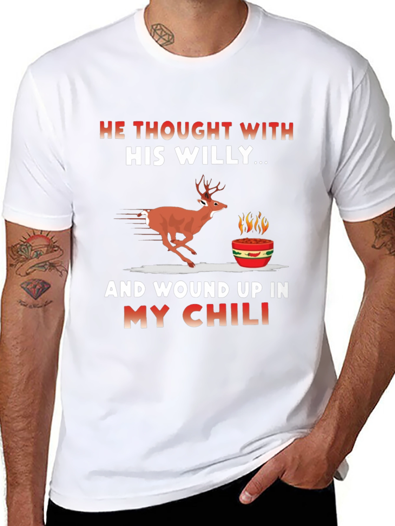 Funny Deer Chili Mens Graphic T-Shirt