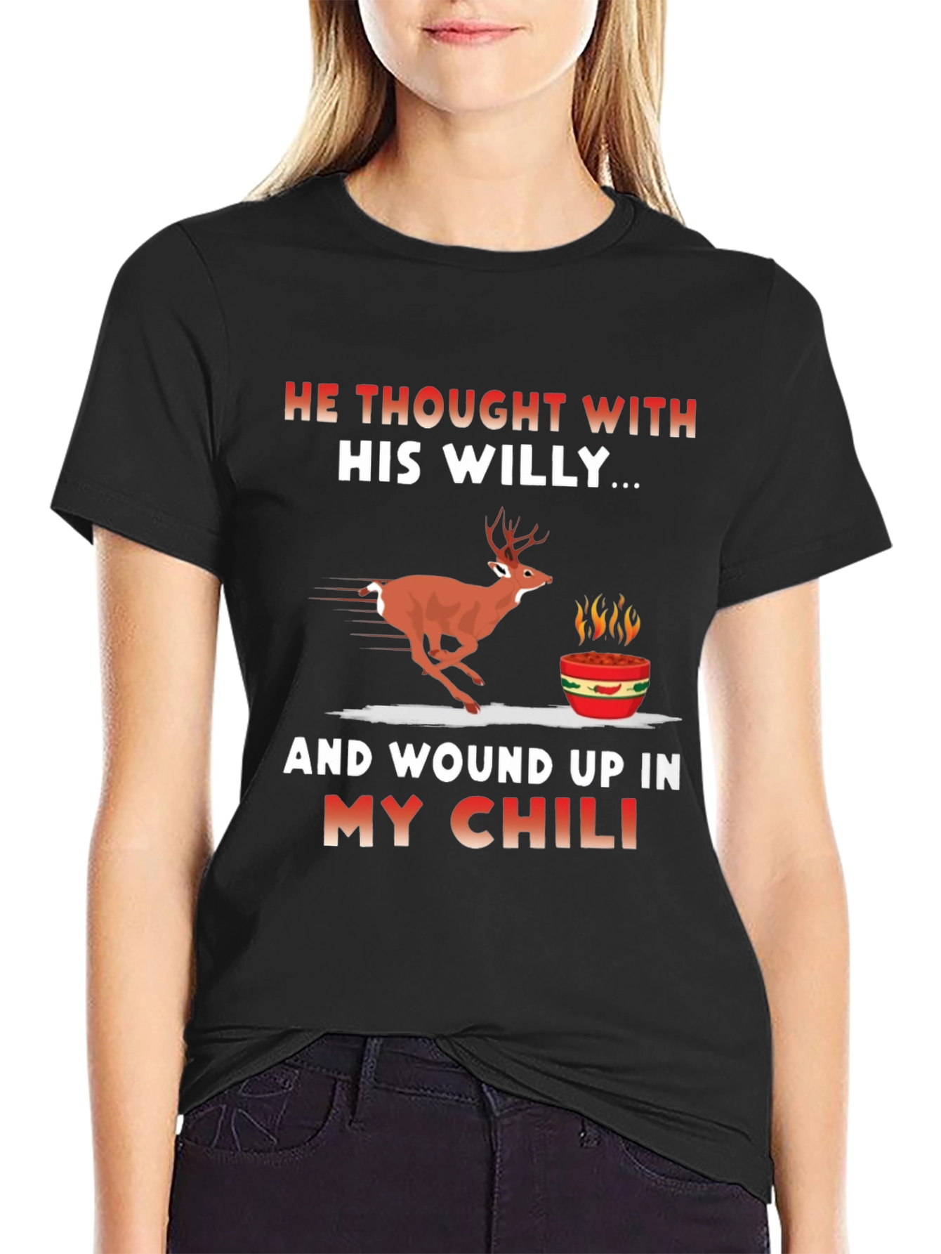 Funny Deer Chili Mens Graphic T-Shirt