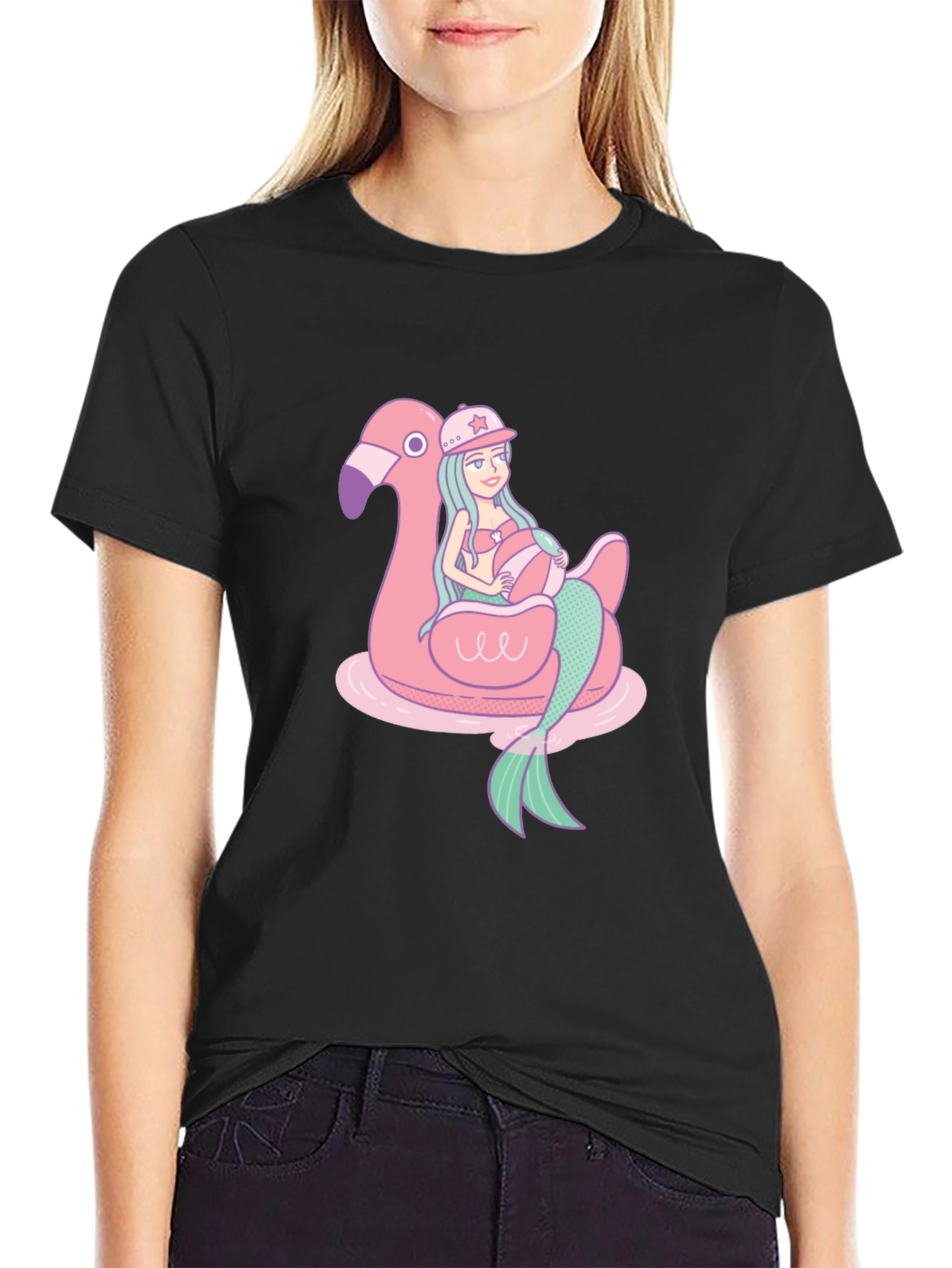 Mermaid Flamingo Float T-Shirt