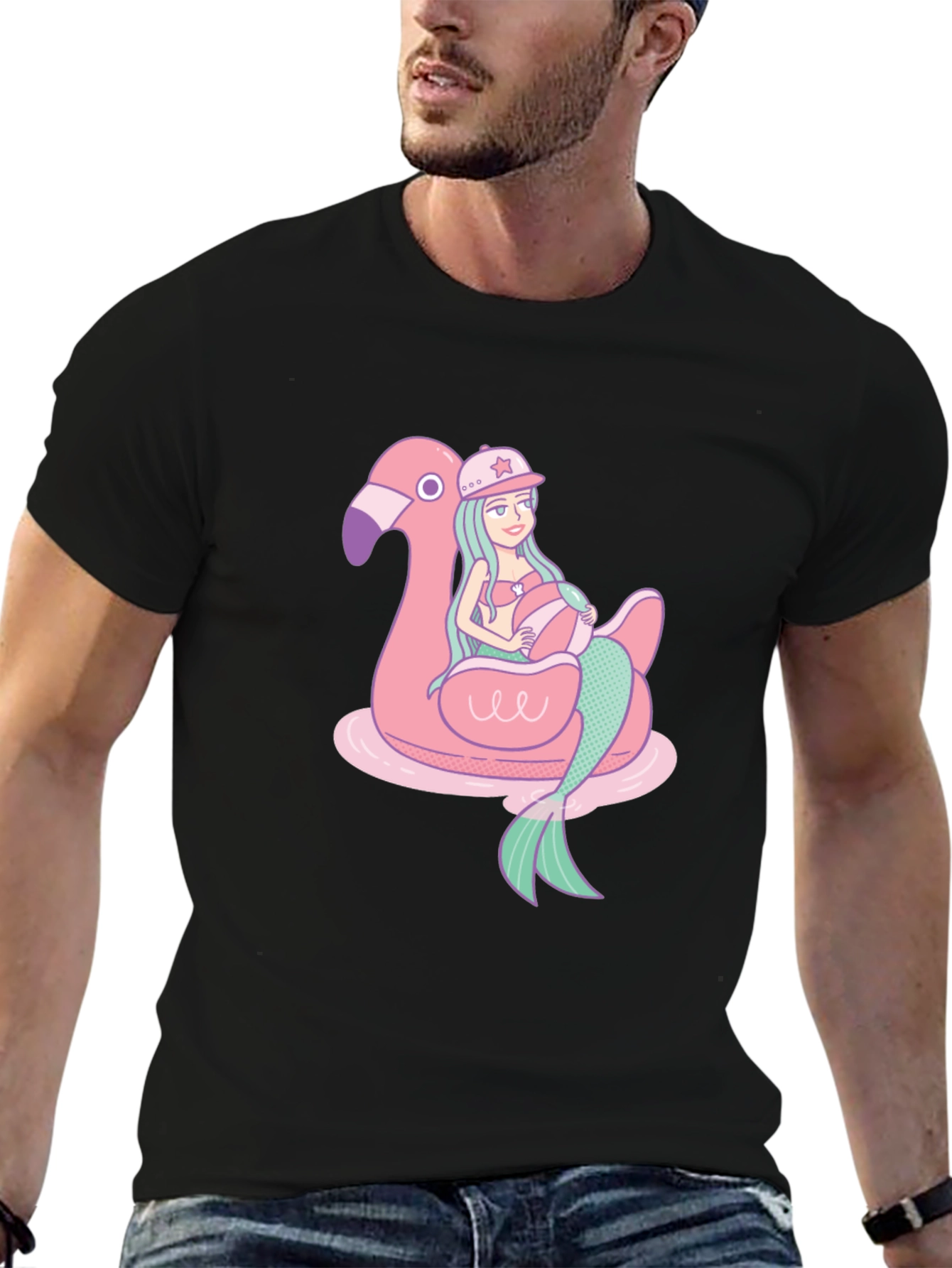 Mermaid Flamingo Float T-Shirt